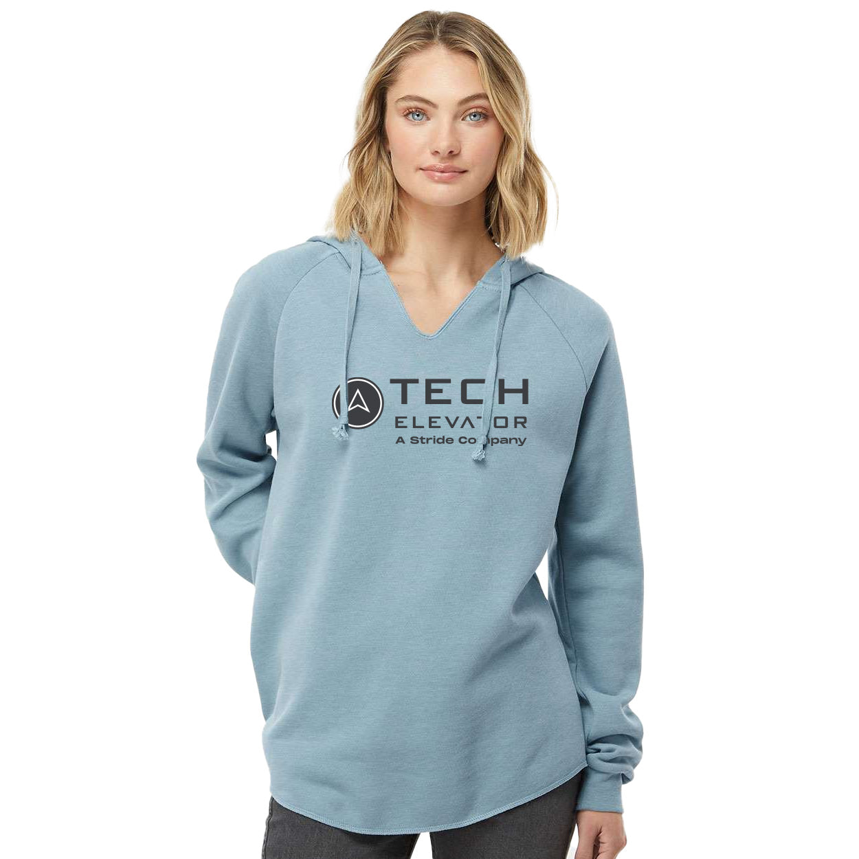 TECH ELEVATOR LOGO WOMENÕS LIGHTWEIGHT CALIFORNIA WAVE WASH HOODED SWEATSHIRT