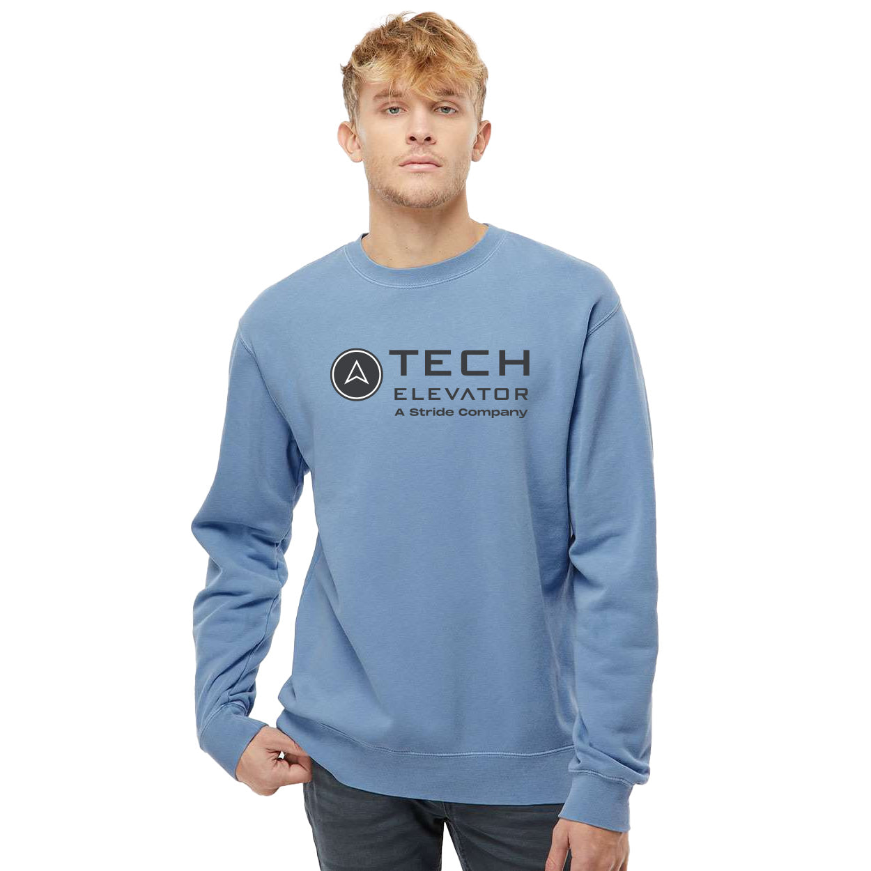 TECH ELEVATOR LOGO MIDWEIGHT PIGMENT-DYED CREWNECK SWEATSHIRT