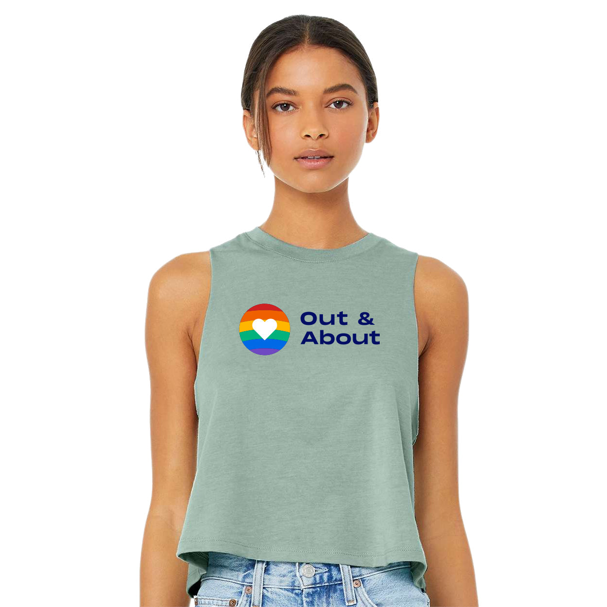 OUT AND ABOUT LOGO WOMEN'S RACERBACK CROP TANK