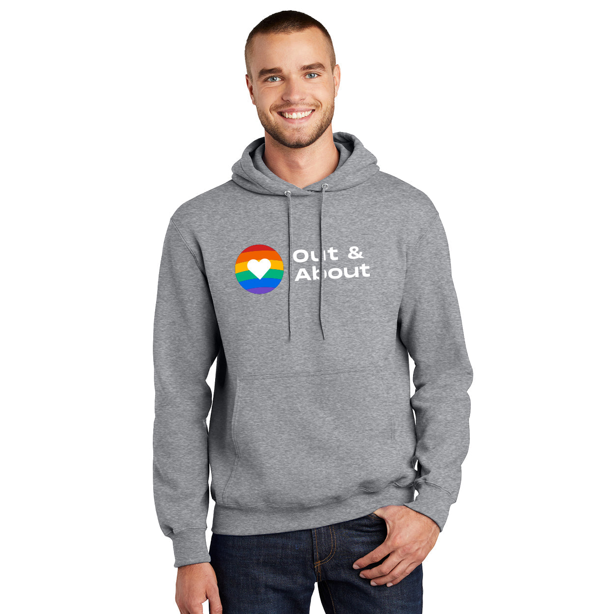 OUT AND ABOUT LOGO ESSENTIAL FLEECE PULLOVER HOODED SWEATSHIRT
