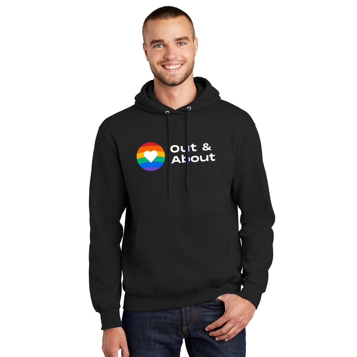 OUT AND ABOUT LOGO ESSENTIAL FLEECE PULLOVER HOODED SWEATSHIRT