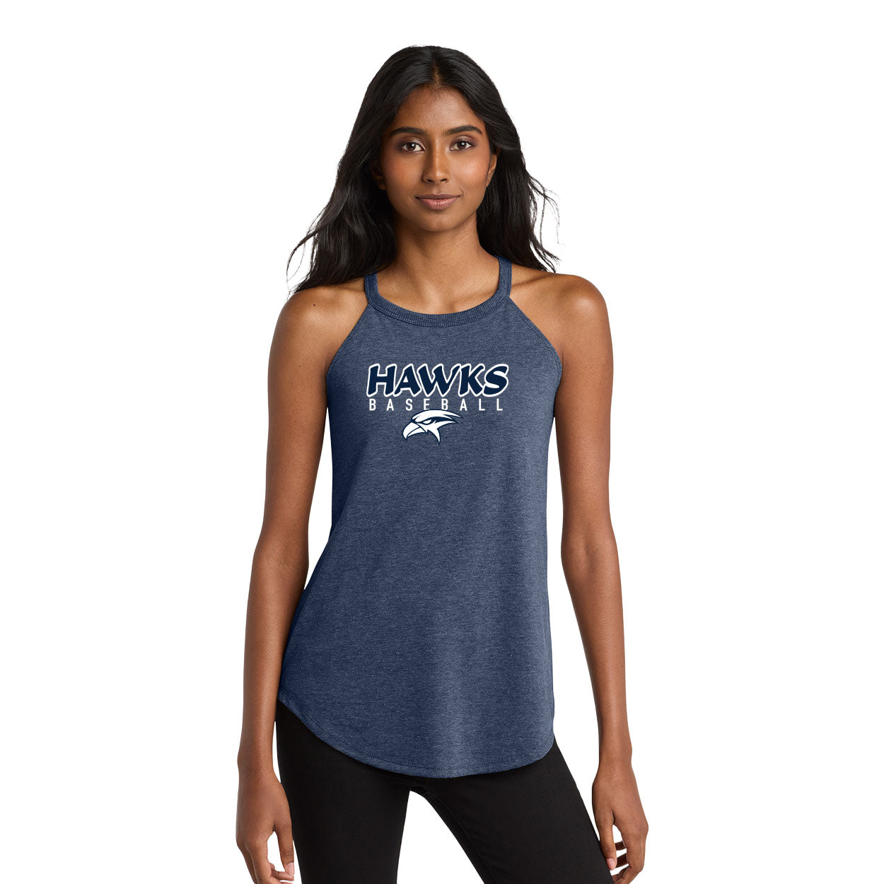 HAWKS BASEBALL PLAYER NAME (VERTICAL) WOMENÕS PERFECT TRI ROCKER TANK