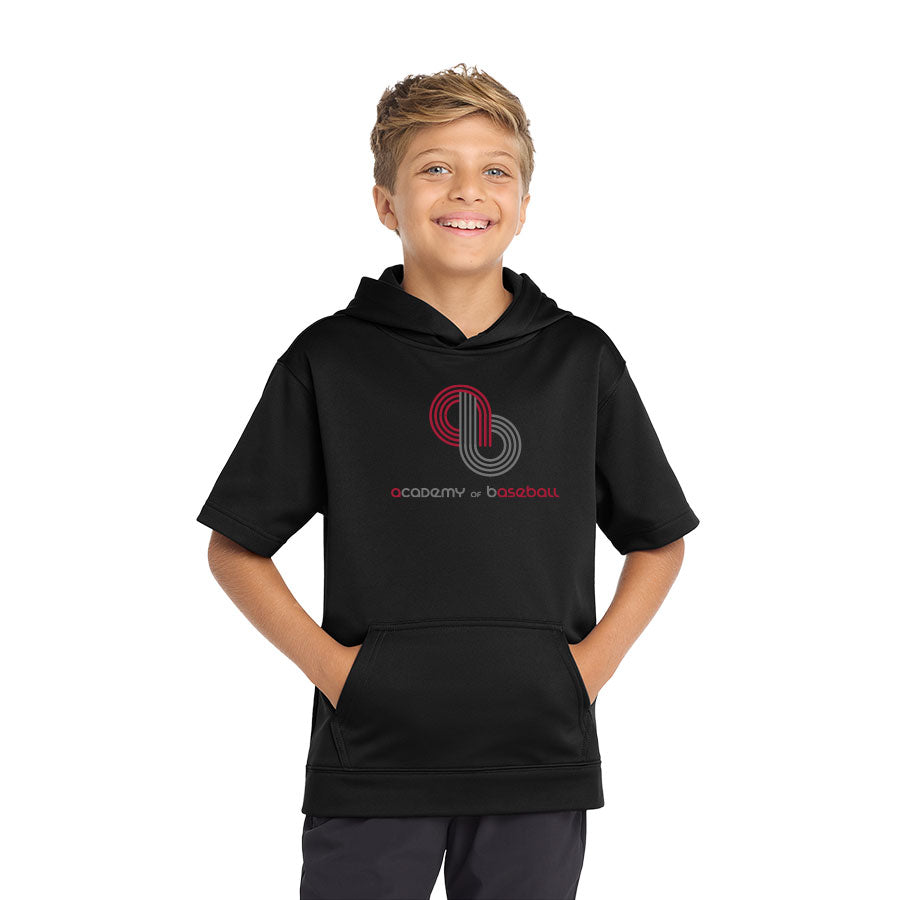 ACADEMY OF BASEBALL LOGO YOUTH PERFORMANCE FLEECE SHORT SLEEVE HOODED PULLOVER