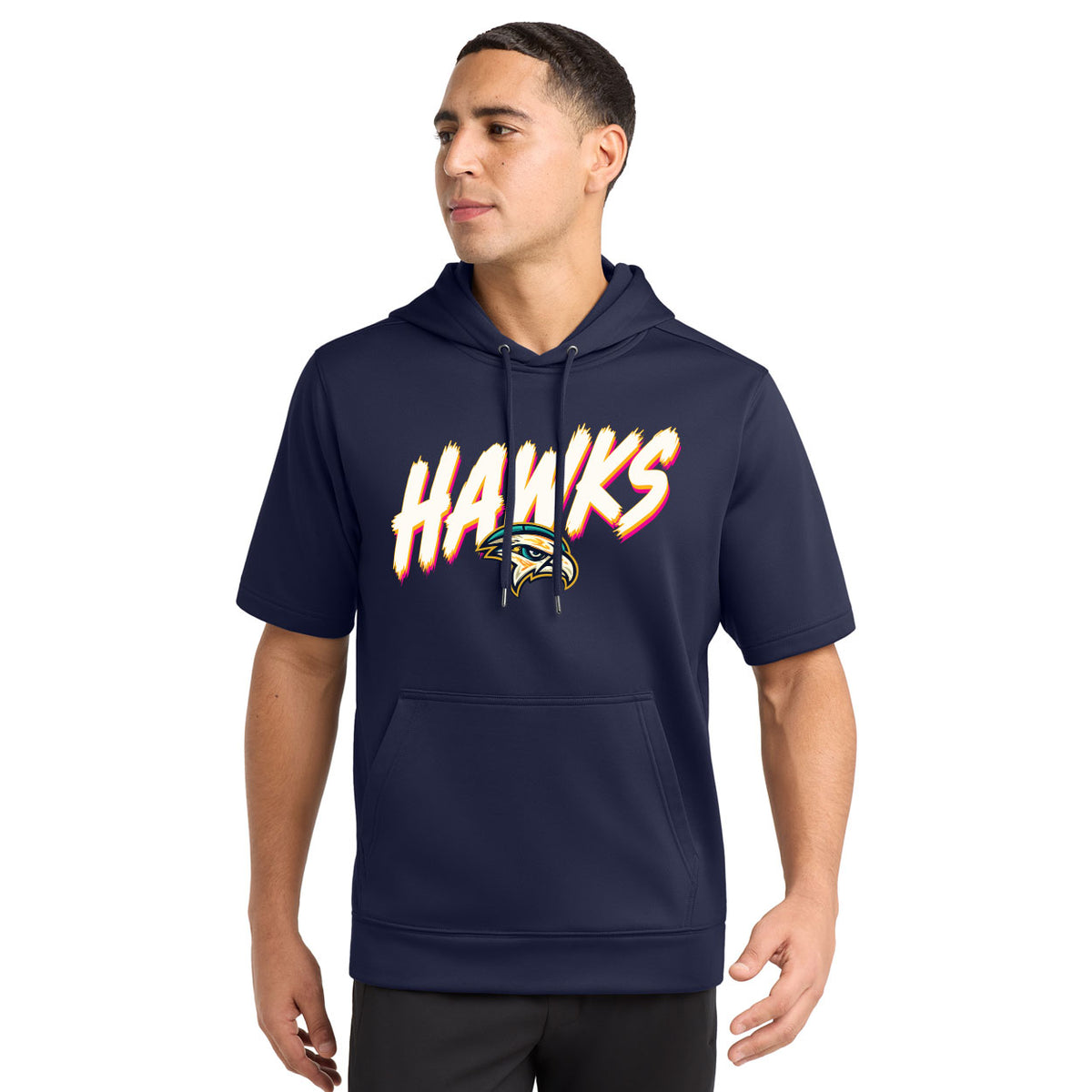 HAWKS CITY CONNECT II PERFORMANCE FLEECE SHORT SLEEVE HOODED PULLOVER