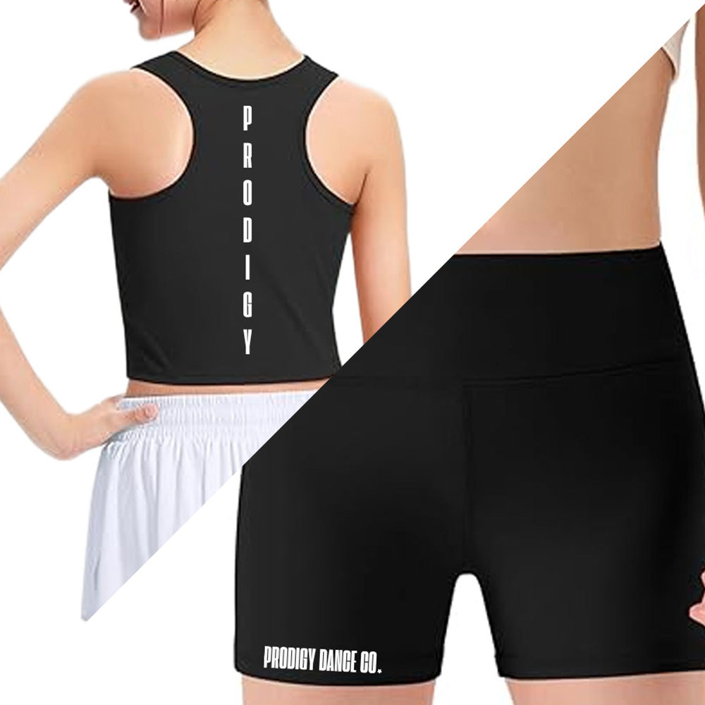 PRODIGY LOGO GIRLS DANCE TOP & SHORTS SET