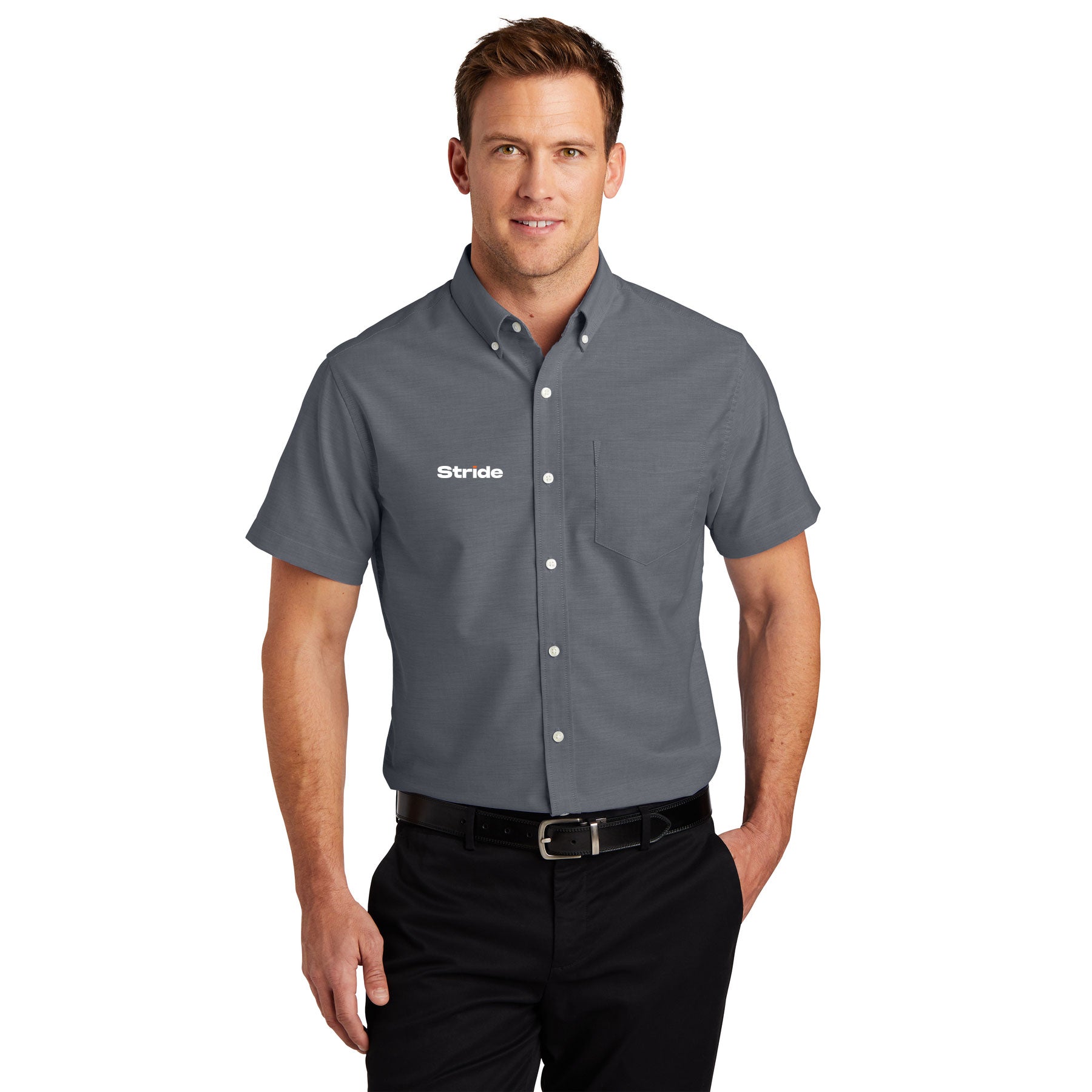 STRIDE EMBROIDERED SHORT SLEEVE SUPERPRO OXFORD SHIRT