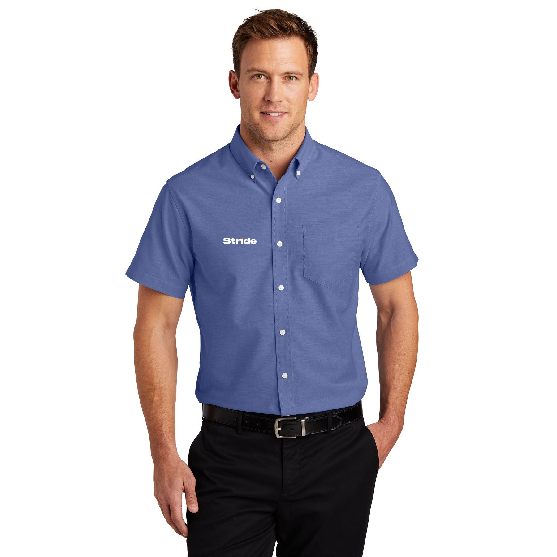 STRIDE EMBROIDERED SHORT SLEEVE SUPERPRO OXFORD SHIRT