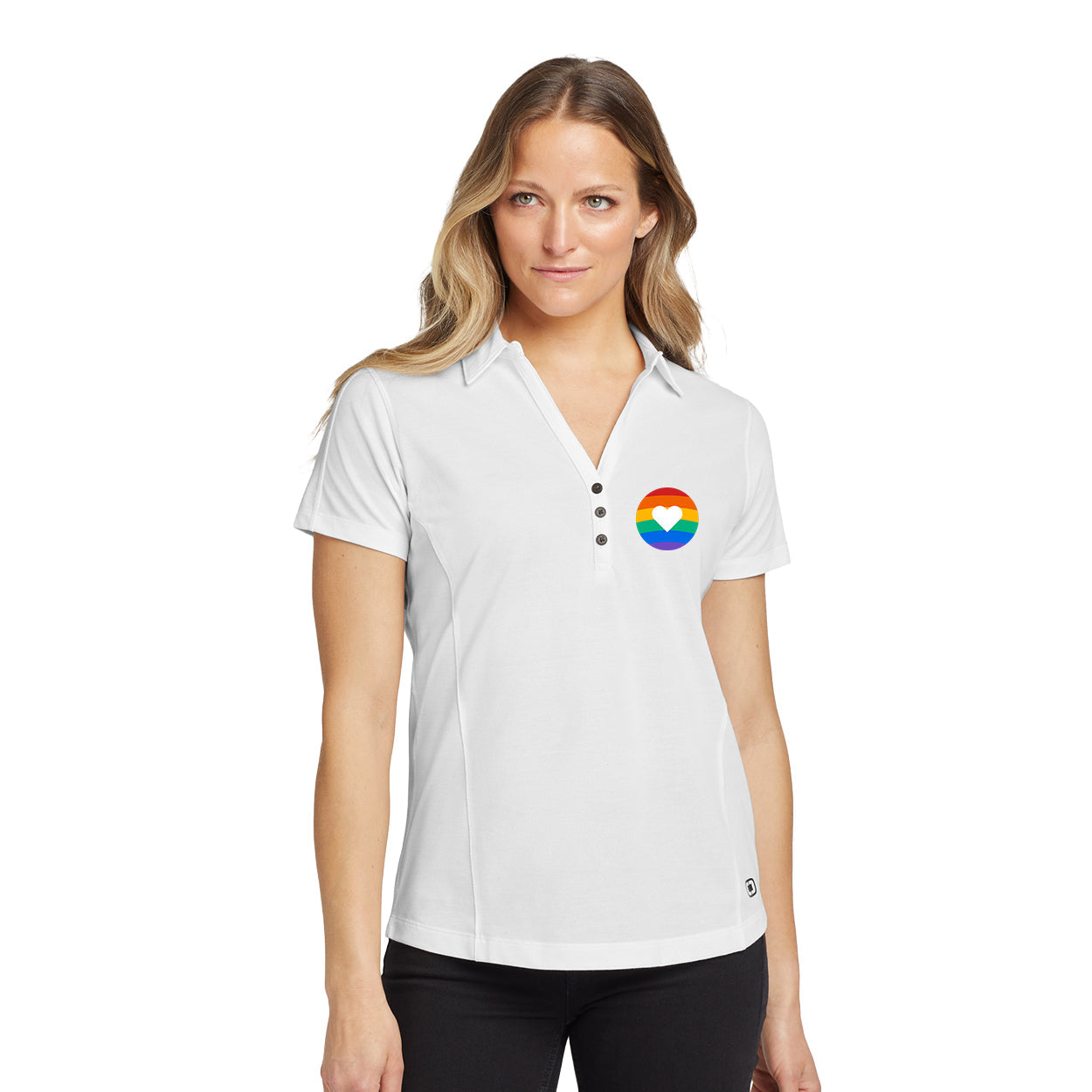 OUT AND ABOUT LOGO LADIES ONYX POLO - EMBROIDERED
