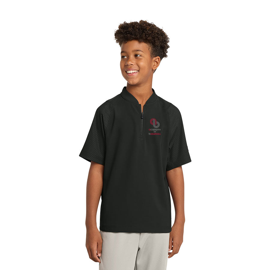 ACADEMY OF BASEBALL EMBROIDERED LOGO NEW ERA YOUTH CAGE SHORT SLEEVE 1/4-ZIP JACKET