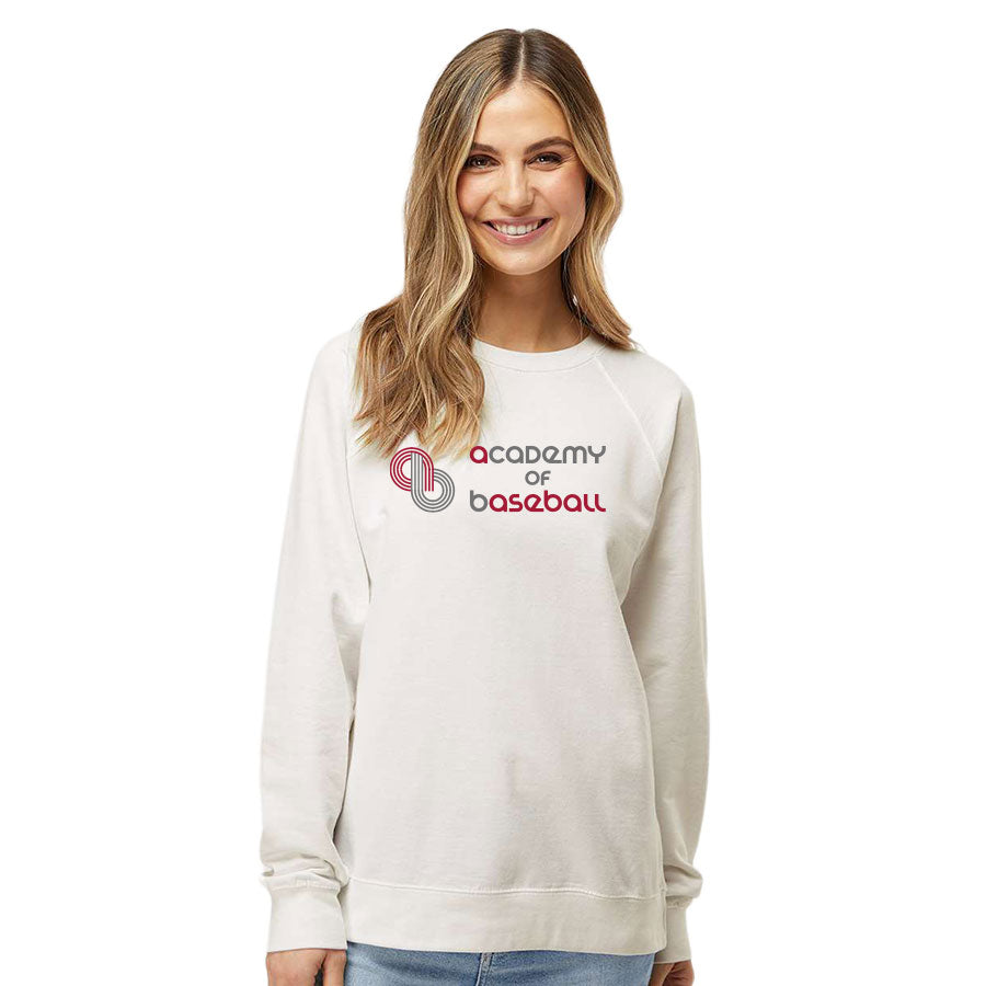 ACADEMY OF BASEBALL EMBROIDERED LOGO LIGHTWEIGHT LOOPBACK TERRY CREWNECK SWEATSHIRT