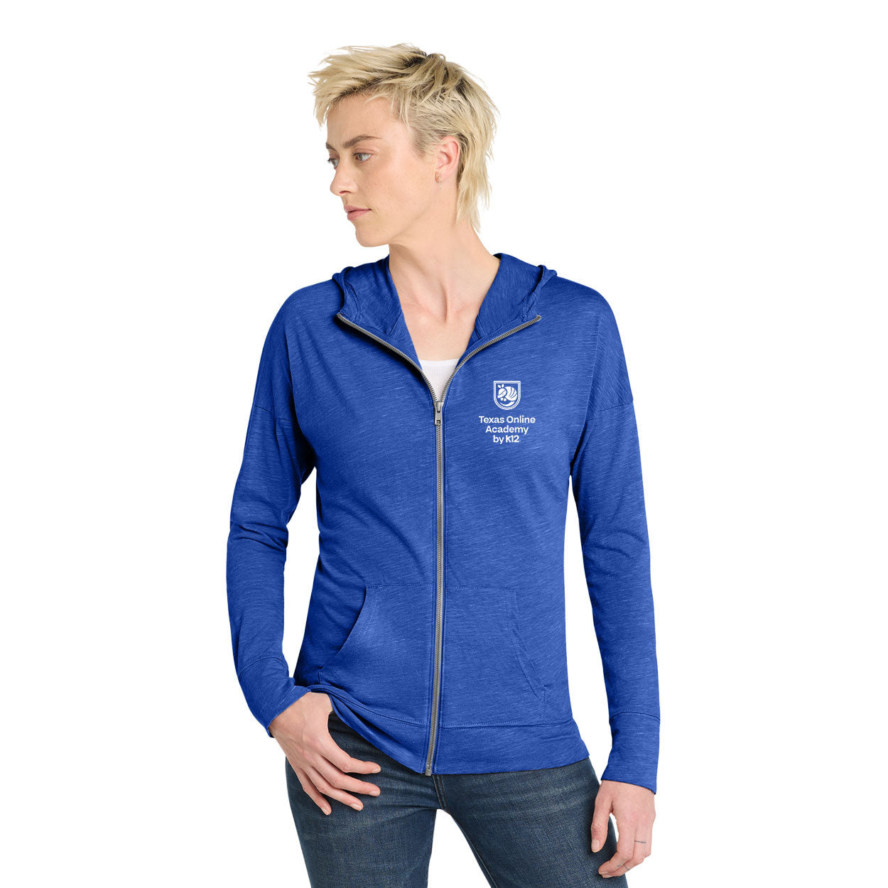 TEXAS ONLINE ACADEMY LOGO WOMEN'S MEDAL FULL-ZIP EMBROIDERED HOODIE