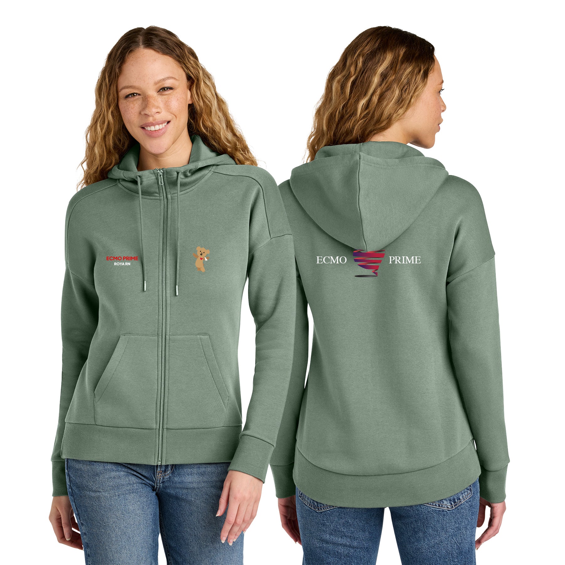 ECMO PRIME Women's Fleece Drop Shoulder Full-Zip Hoodie