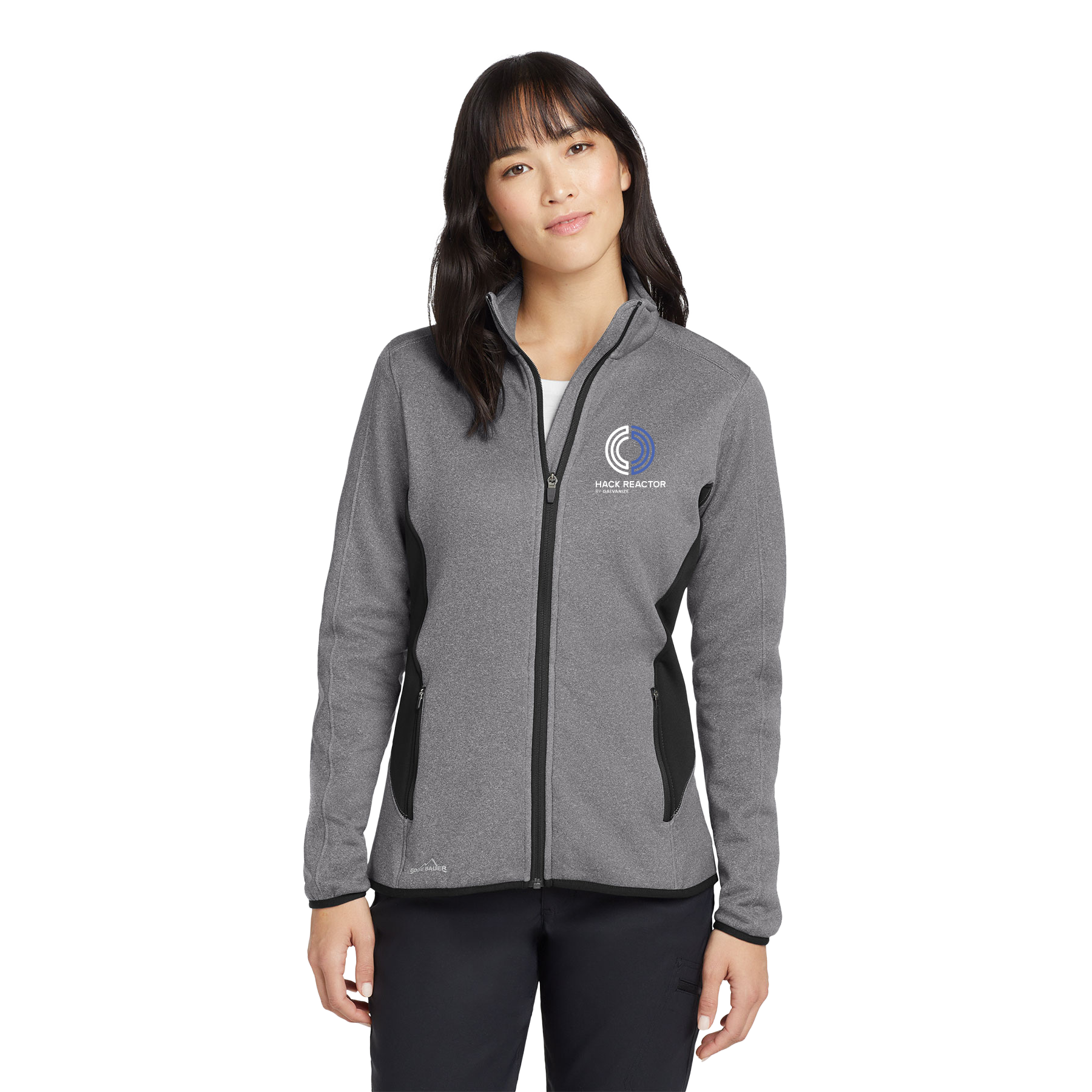 HACK HACKR EDDIE BAUER WOMEN'S FULL-ZIP HEATHER STRETCH FLEECE JACKET