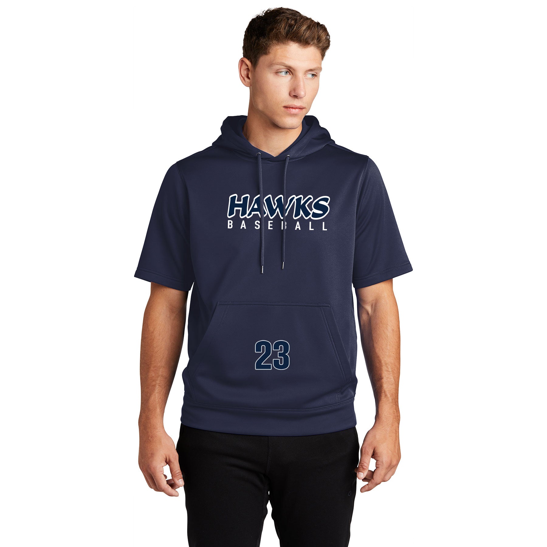 HAWKS BASEBALL JERSEY LOGO PERFORMANCE FLEECE SHORT SLEEVE HOODED PULLOVER