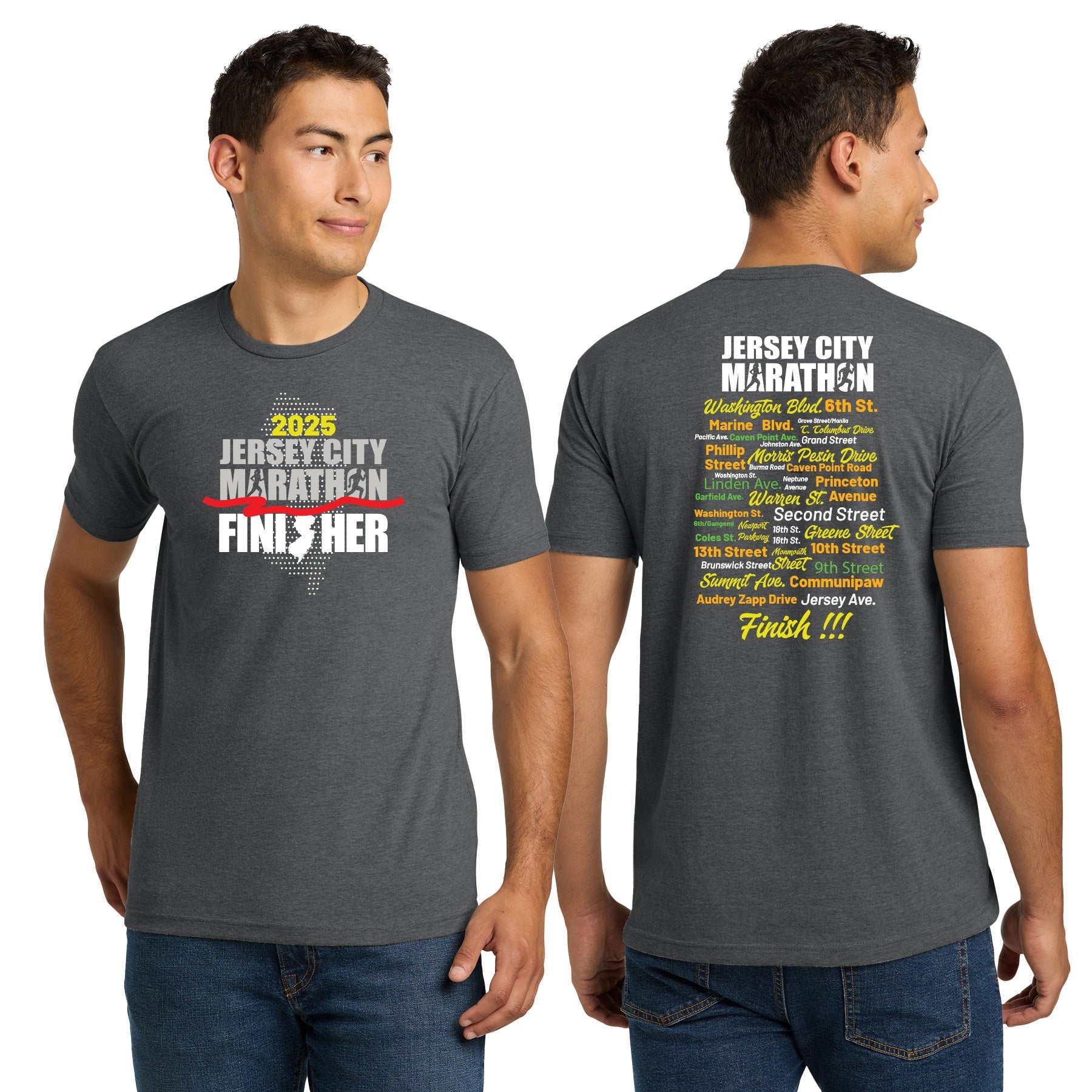 JERSEY CITY MARATHON MARATHON COURSE FINISHER UNISEX CVC TEE