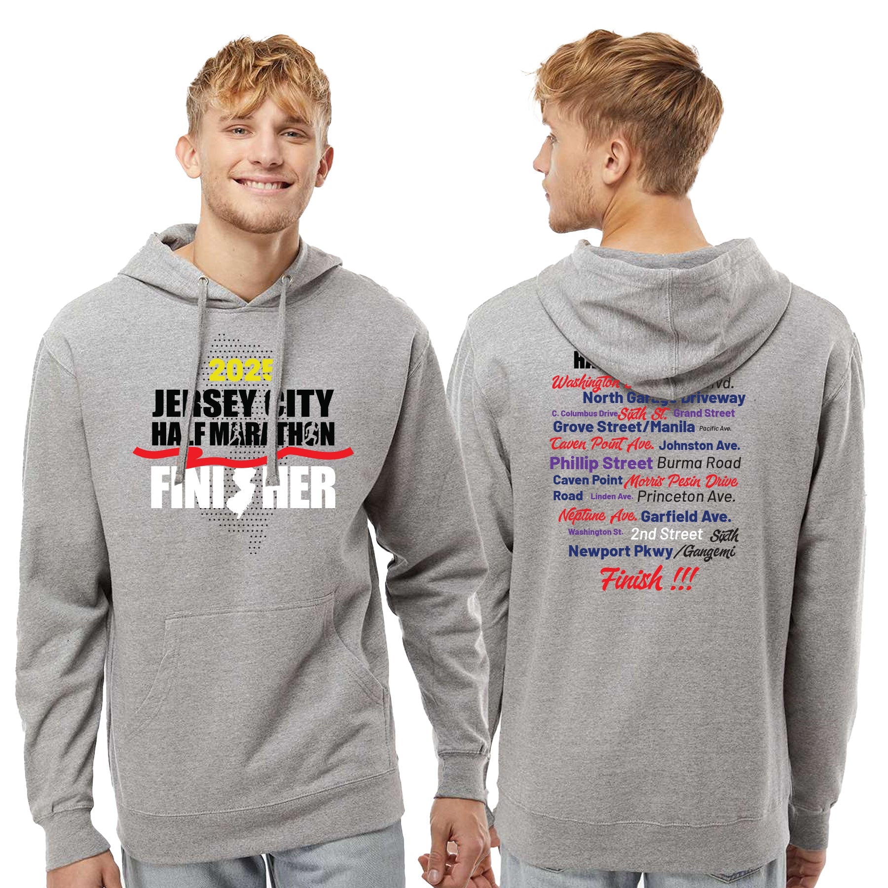 JERSEY CITY MARATHON HALF MARATHON COURSE FINISHER MIDWEIGHT HOODED SWEATSHIRT