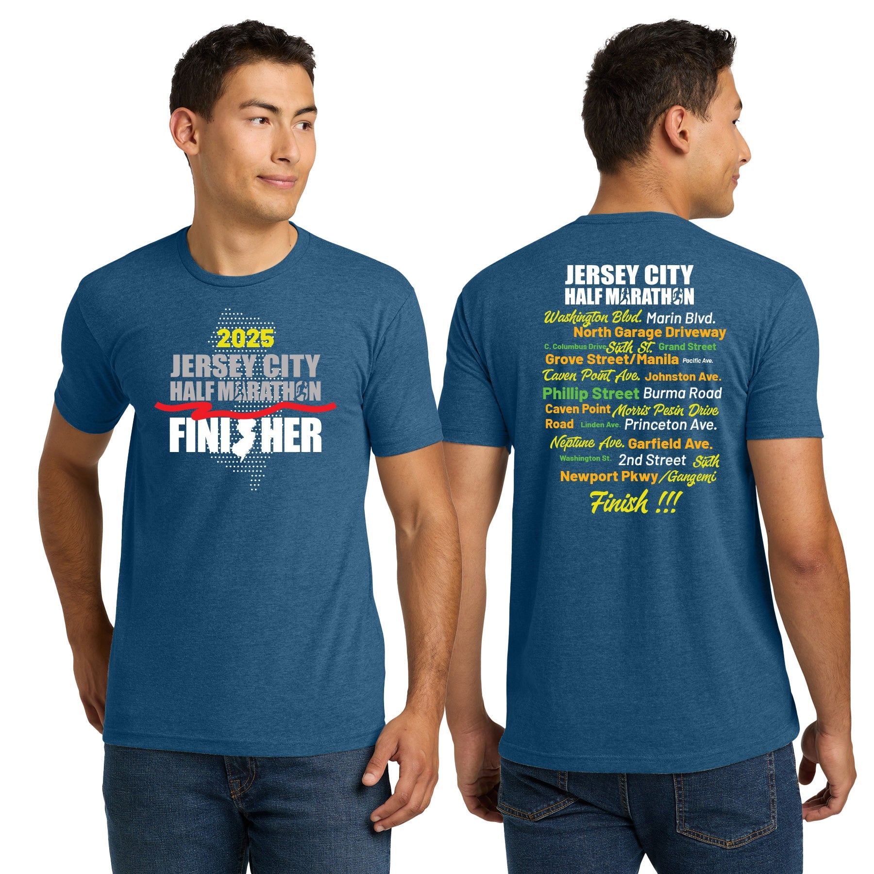 JERSEY CITY MARATHON HALF MARATHON COURSE FINISHER UNISEX CVC TEE