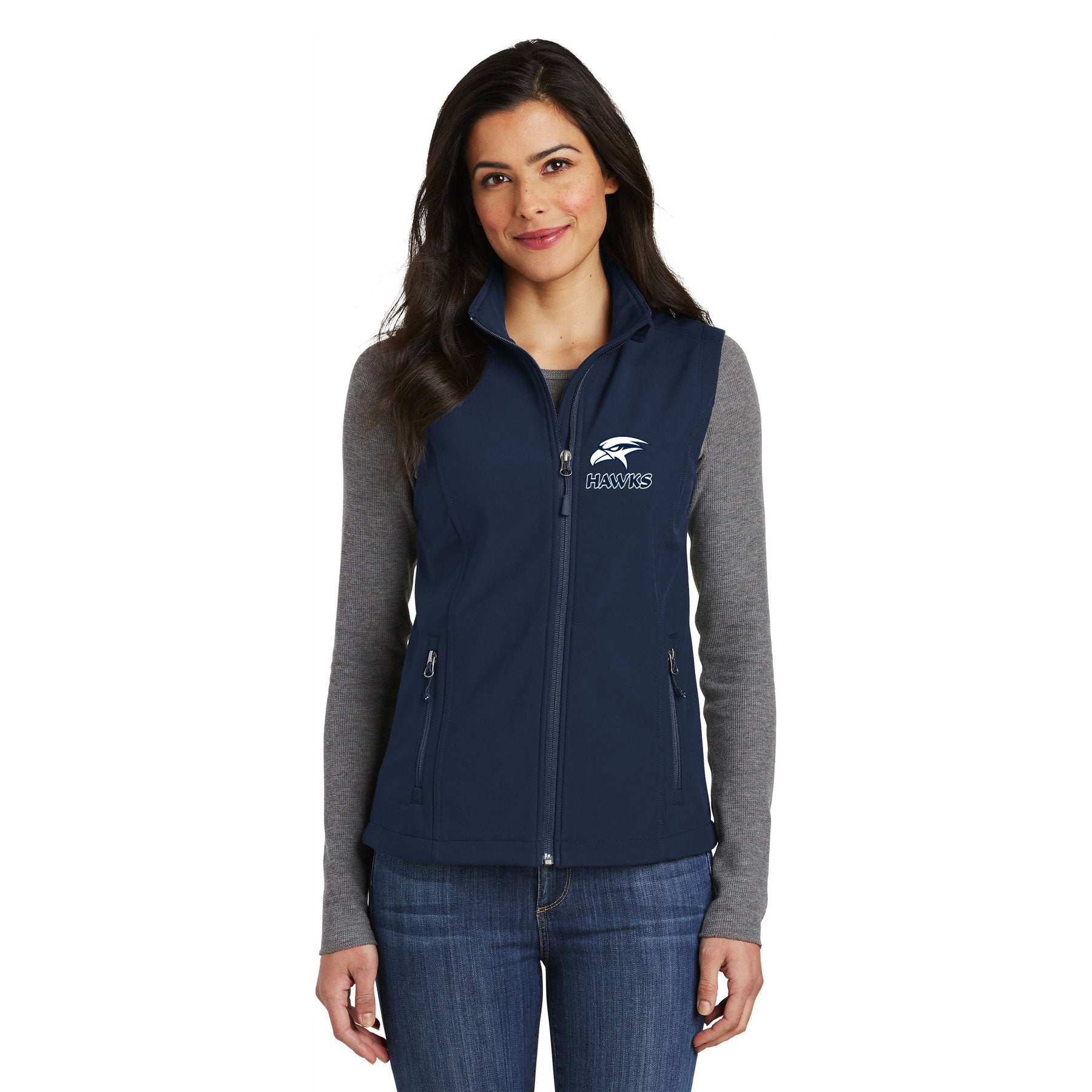 HAWKS BASEBALL LEFT CHEST EMBROIDERY LADIES CORE SOFT SHELL VEST