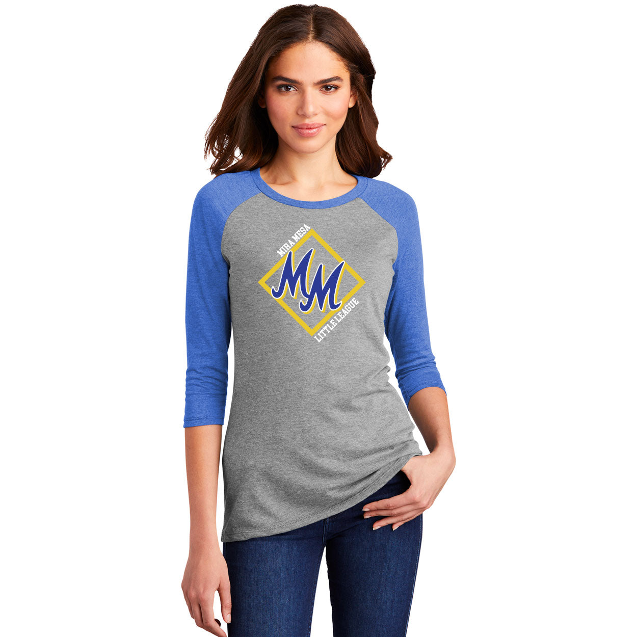 MIRA MESA LITTLE LEAGUE MM DIAMOND 3/4-SLEEVE RAGLAN - RED OUTLINE