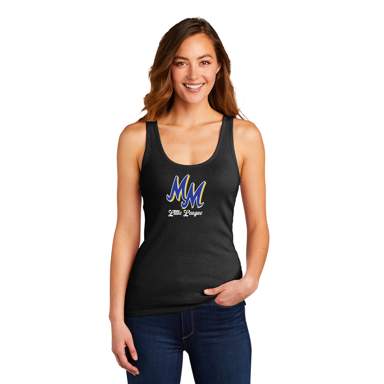 MIRA MESA LITTLE LEAGUE MM SCRIPT RIB TANK - RED OUTLINE