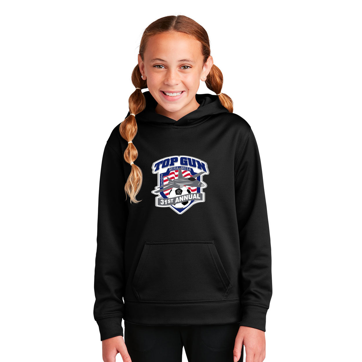 TOP GUN 23 LOGO YOUTHPERFORMANCE HOODED SWEATSHIRT