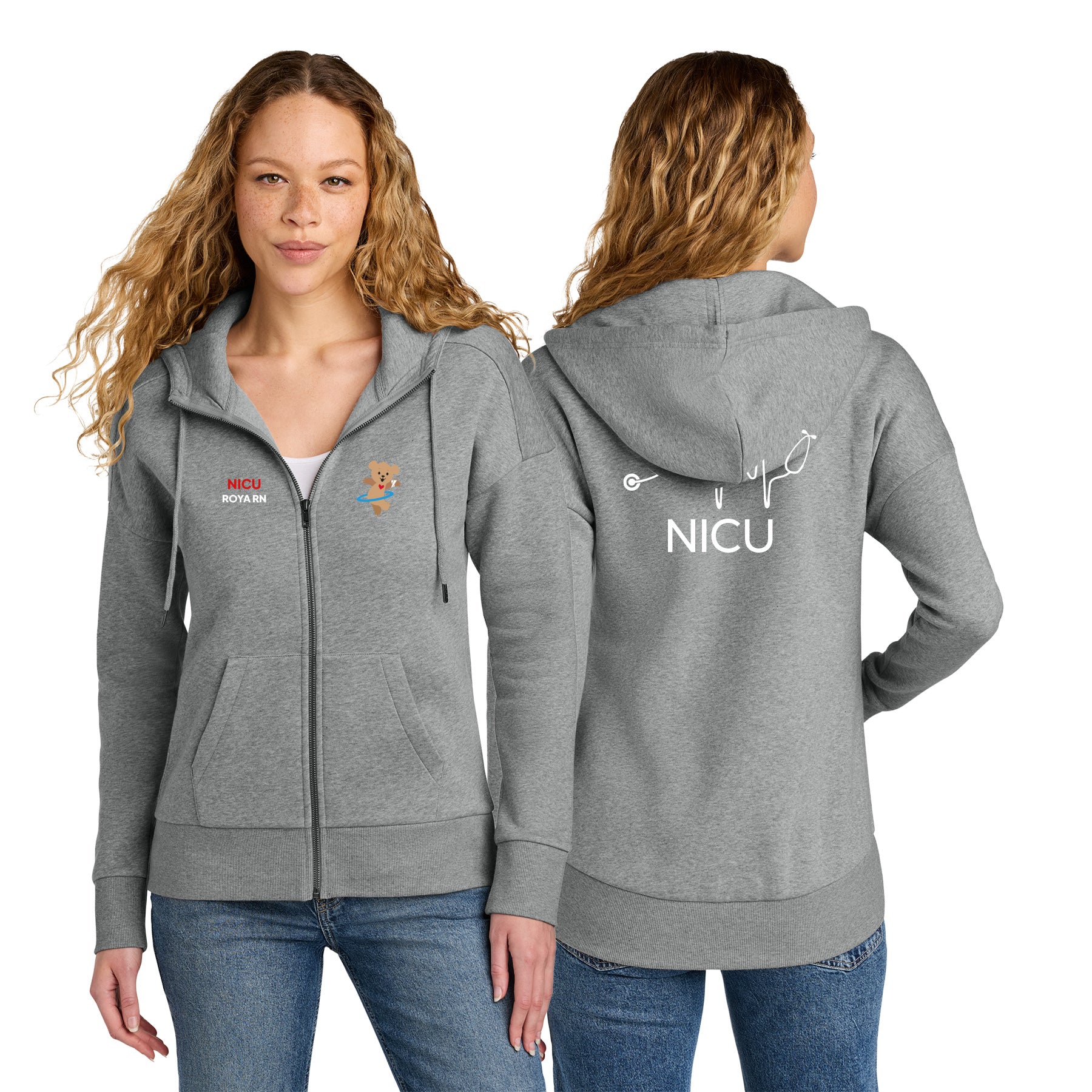 RADY NICU WOMEN'S FLEECE DROP SHOULDER FULL-ZIP HOODIE