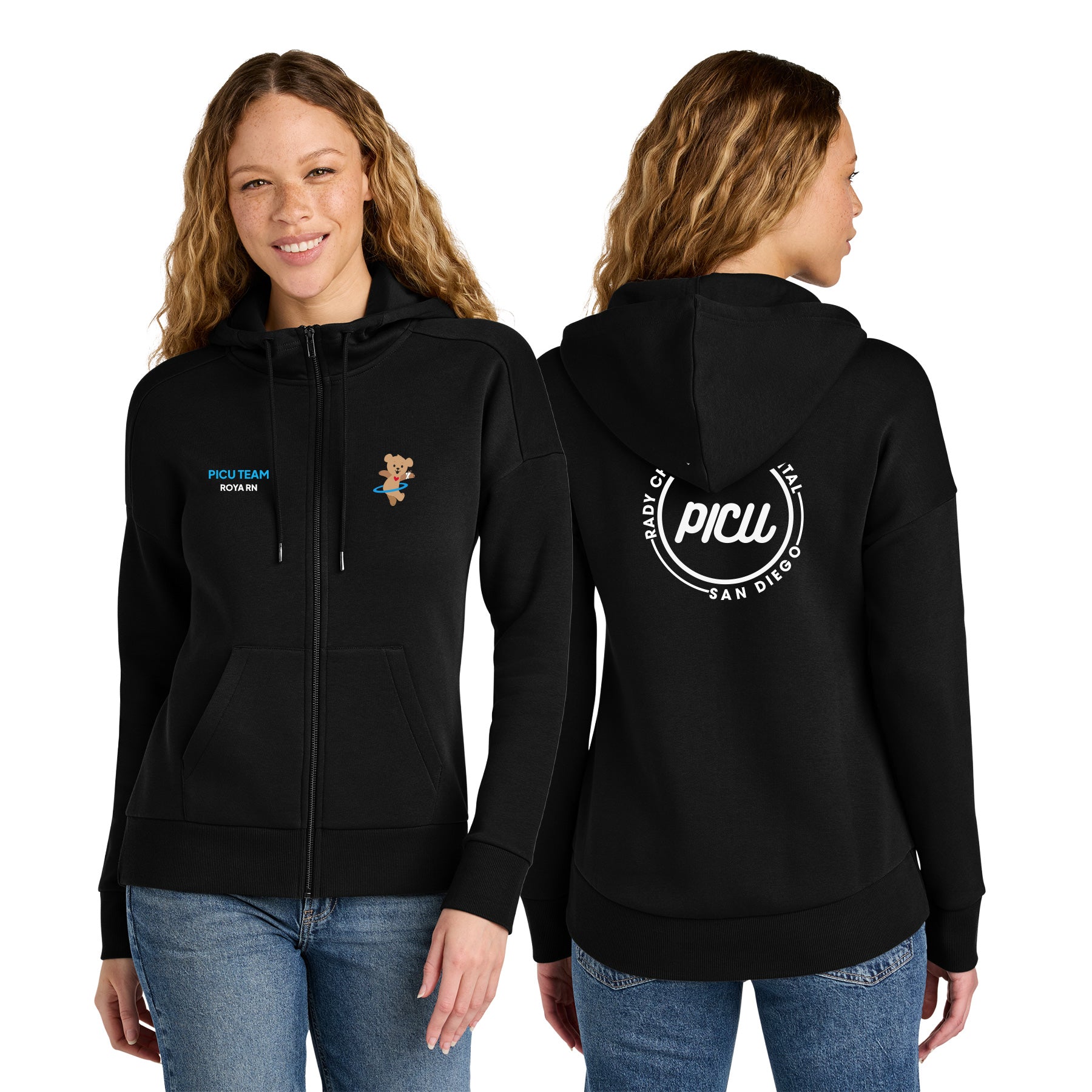 PICU Women's Fleece Drop Shoulder Full-Zip Hoodie