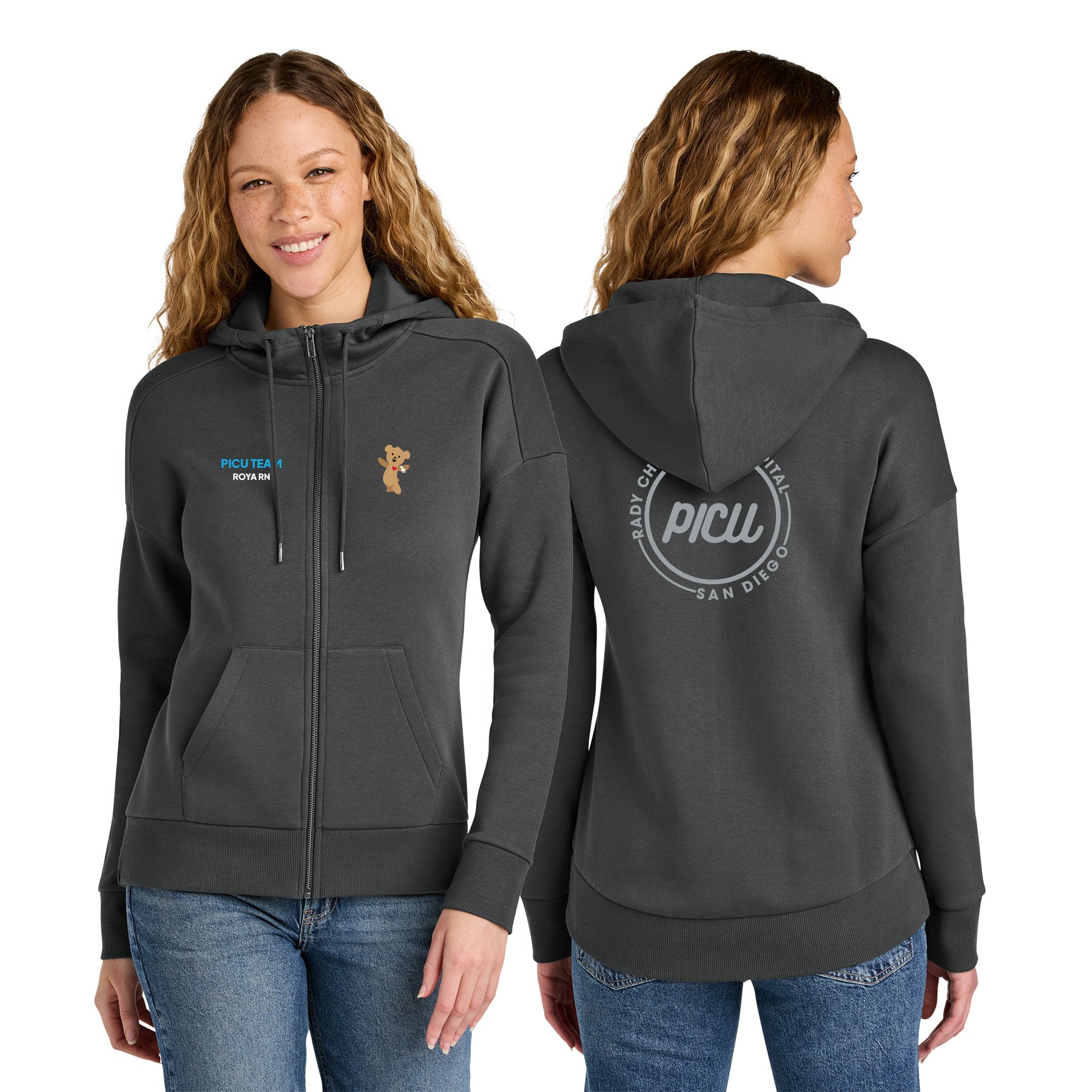 PICU Women's Fleece Drop Shoulder Full-Zip Hoodie