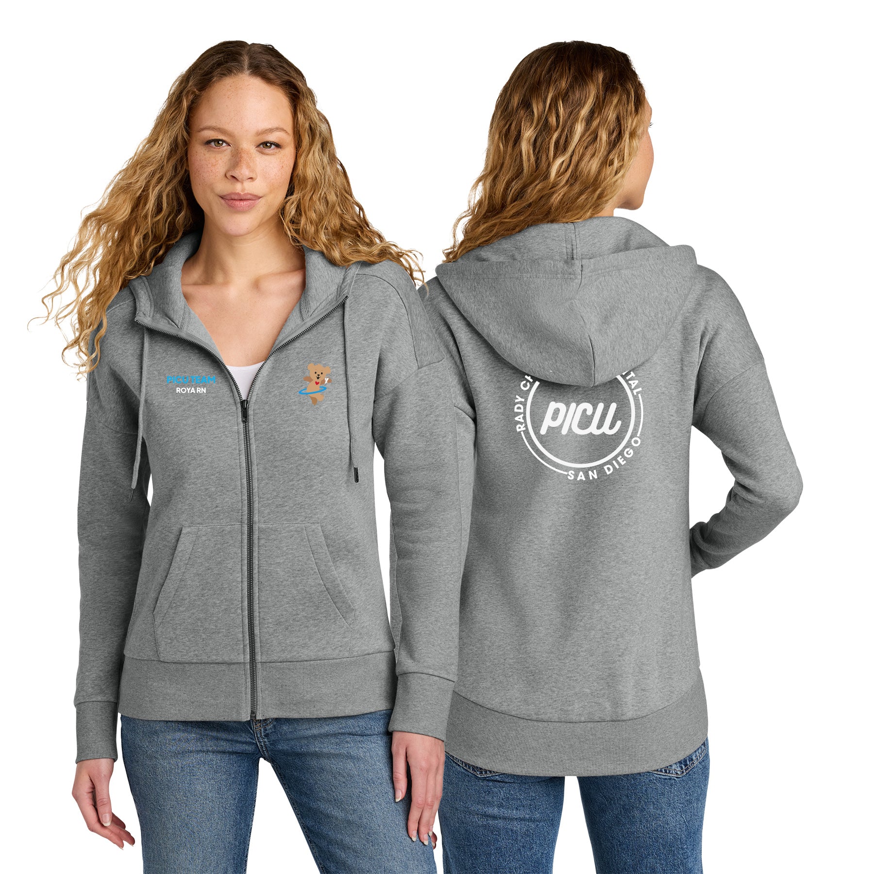 PICU Women's Fleece Drop Shoulder Full-Zip Hoodie