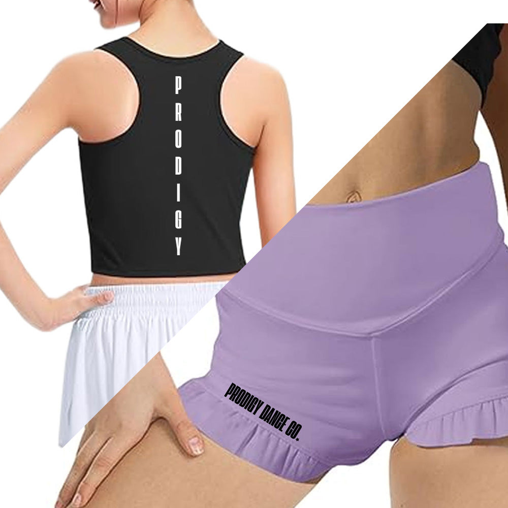 PRODIGY LOGO GIRLS DANCE TOP & SHORTS SET