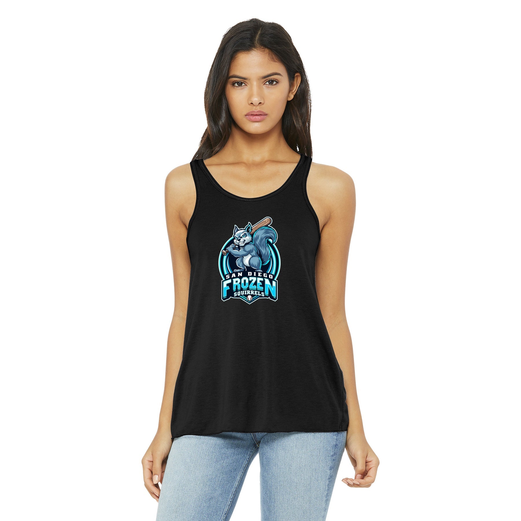 FROZEN SQUIRRELS SHIELD BELLA+CANVAS FLOWY RACERBACK TANK