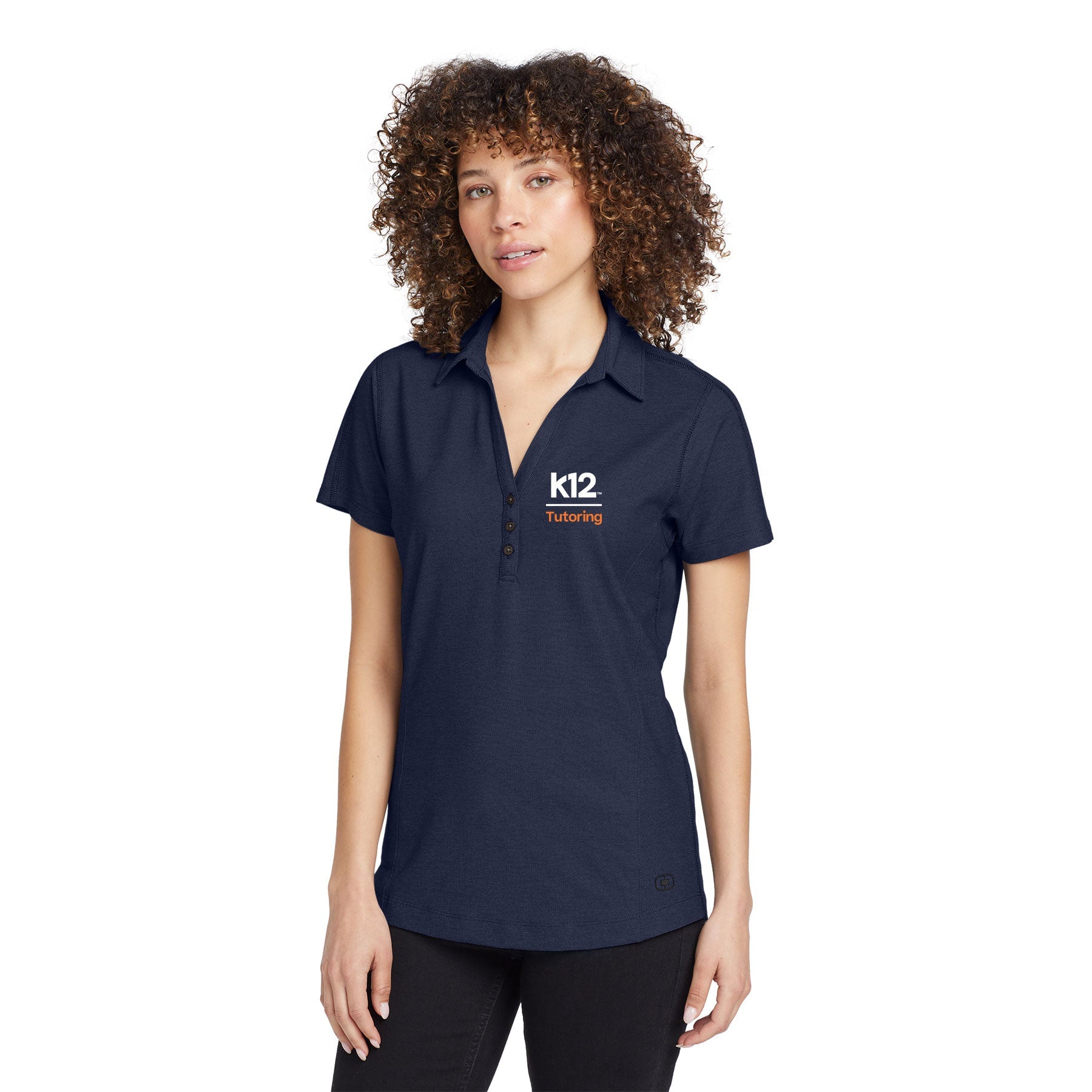 K12 TUTORING LOGO LADIES ONYX POLO - EMBROIDERED