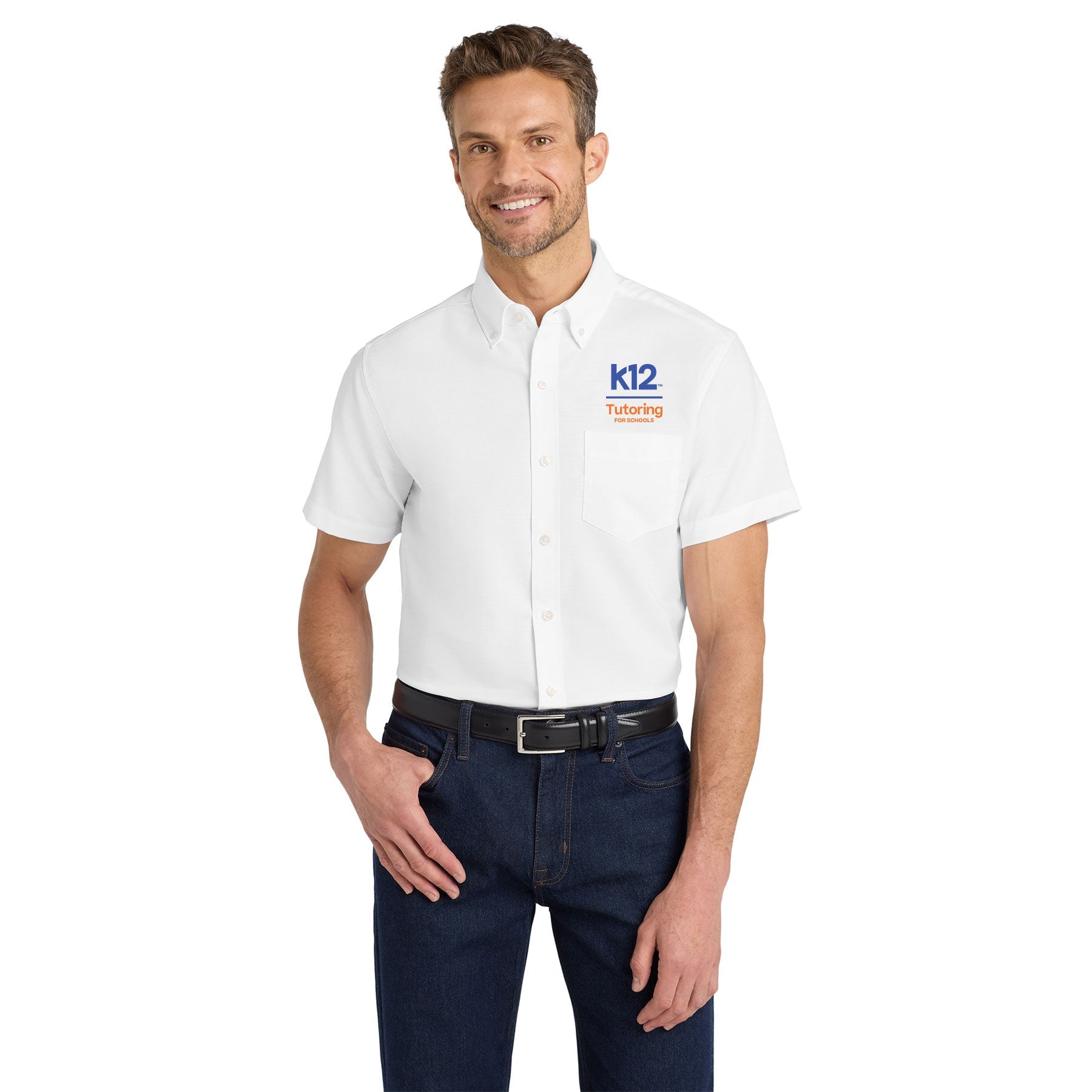 K12 TUTORING FOR SCHOOLS LOGO SHORT SLEEVE SUPERPRO OXFORD SHIRT