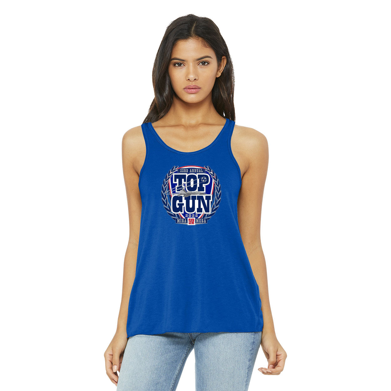 TOP GUN 25 CREST BELLA+CANVAS  FLOWY RACERBACK TANK