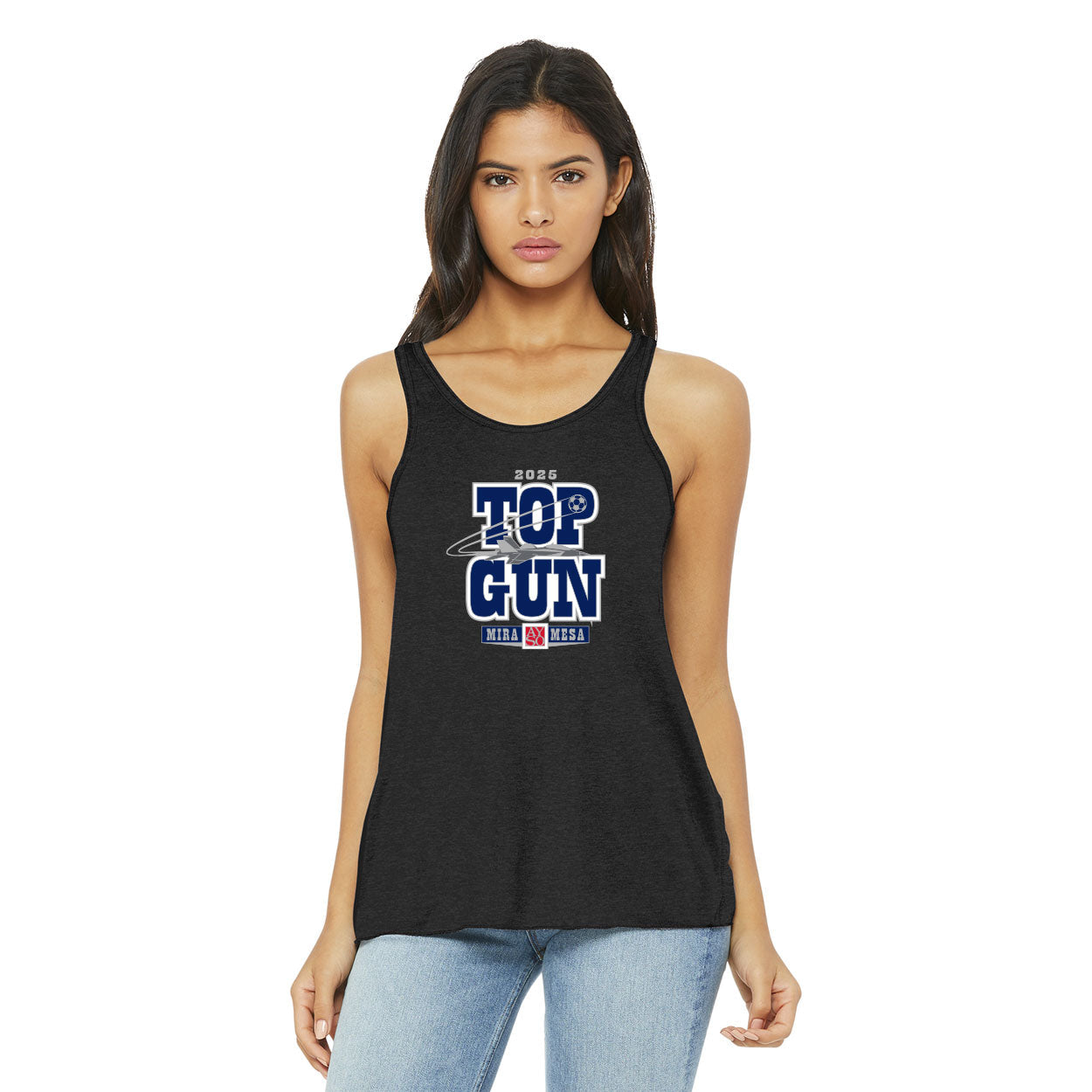 TOP GUN 25 TEXT BELLA+CANVAS  FLOWY RACERBACK TANK