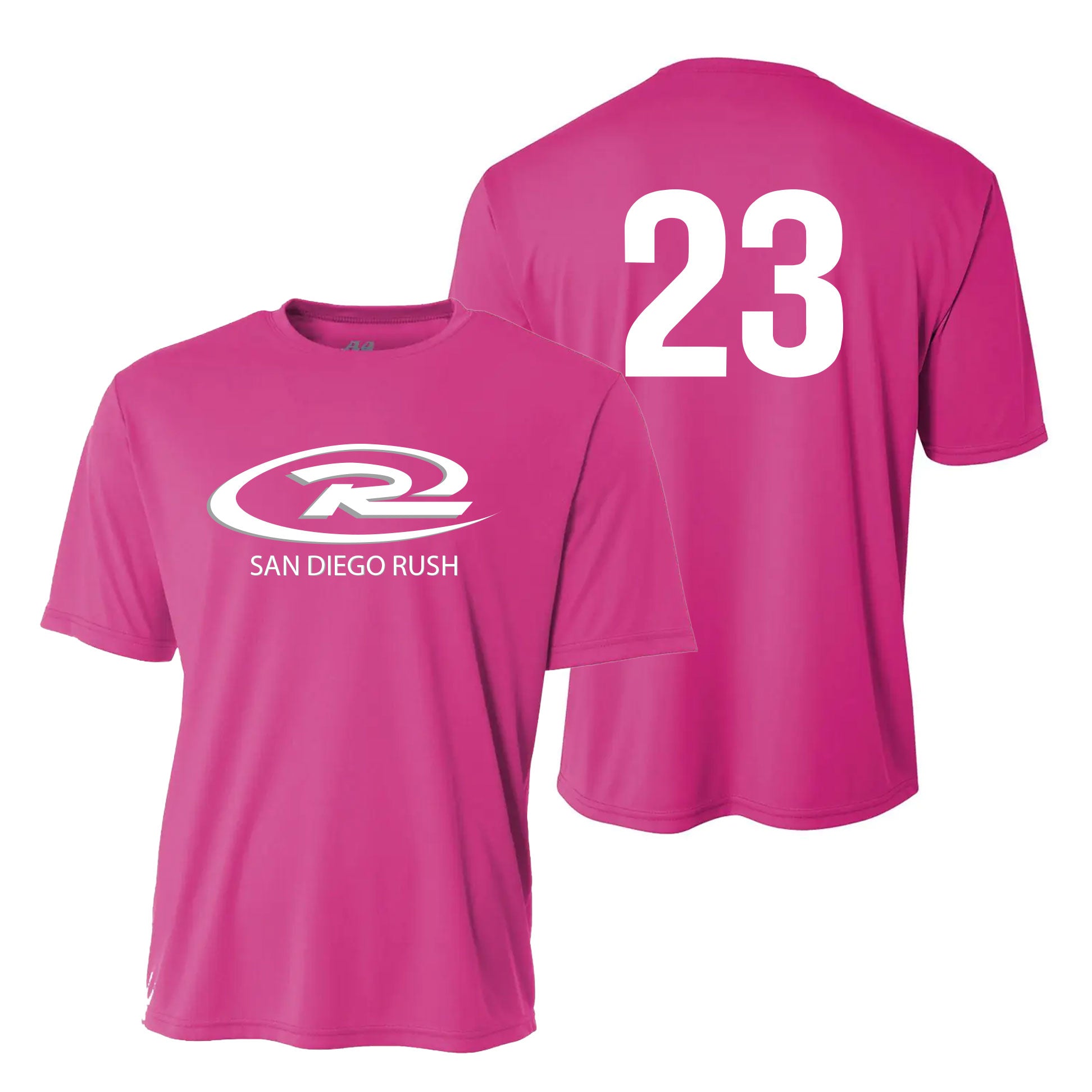 SD RUSH LOGO PERFORMANCE SHORT SLEEVE TEE - WHITE NUMBERS