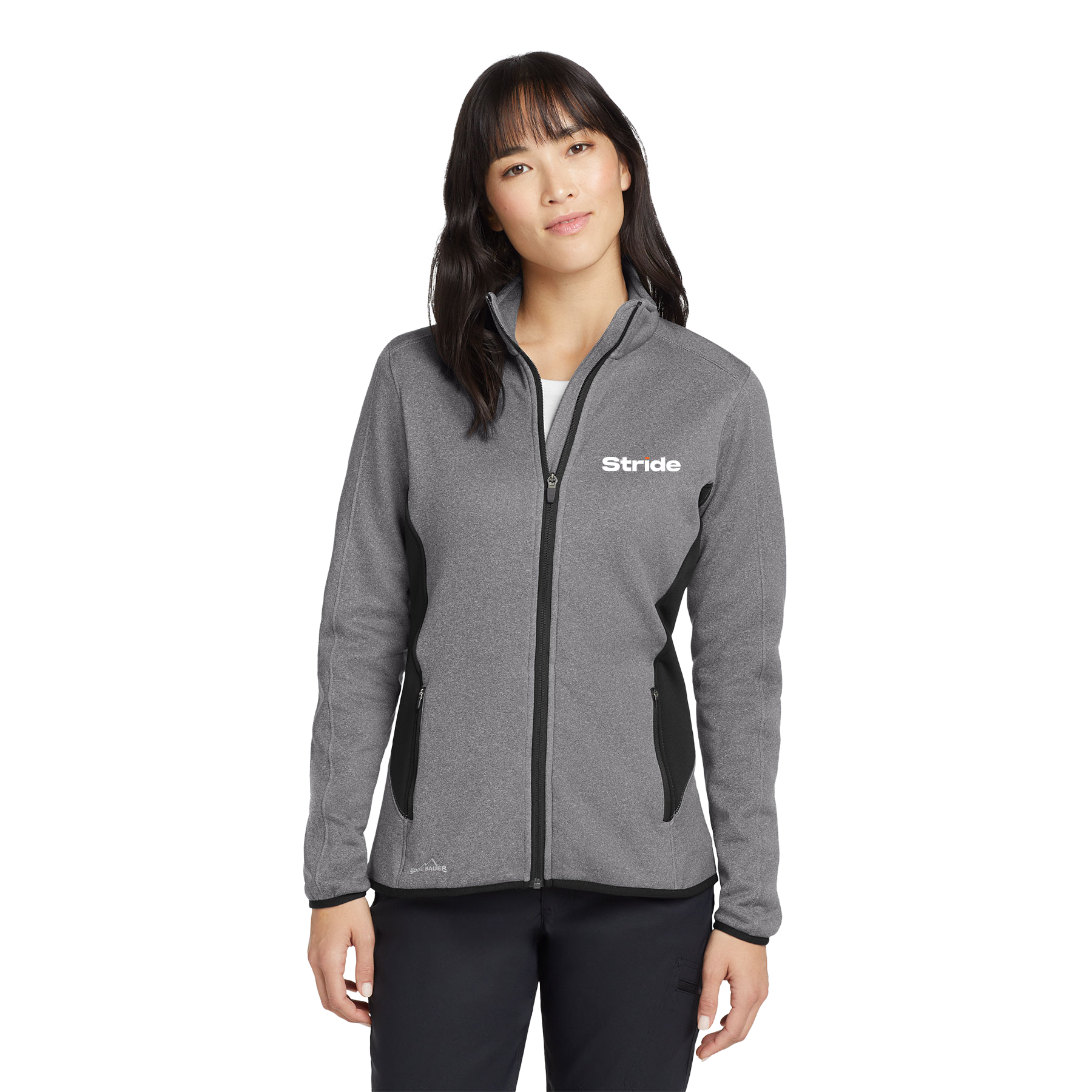 STRIDE EMBROIDERED EDDIE BAUER WOMEN'S FULL-ZIP HEATHER STRETCH FLEECE JACKET
