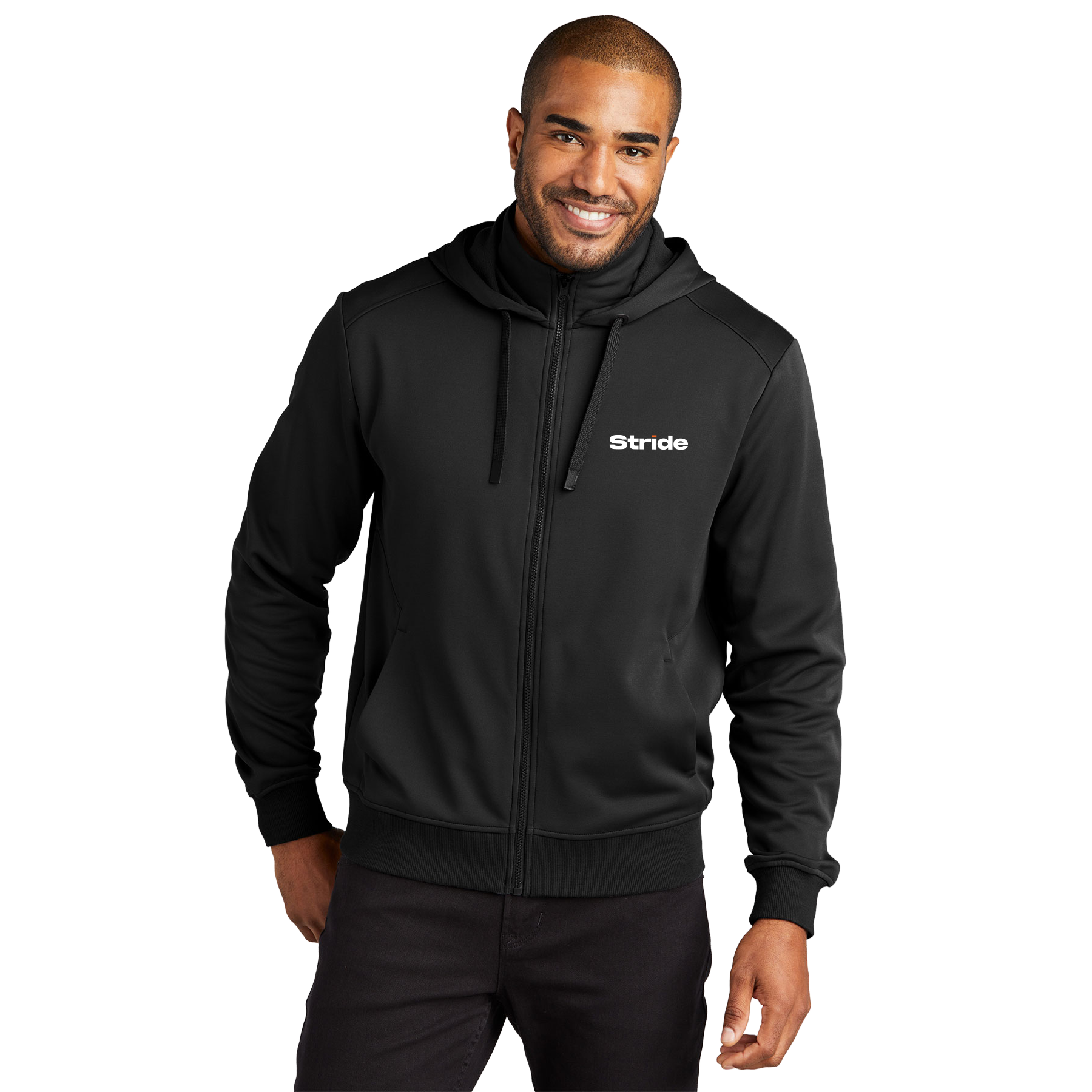 STRIDE EMBROIDERED SMOOTH FLEECE HOODED JACKET
