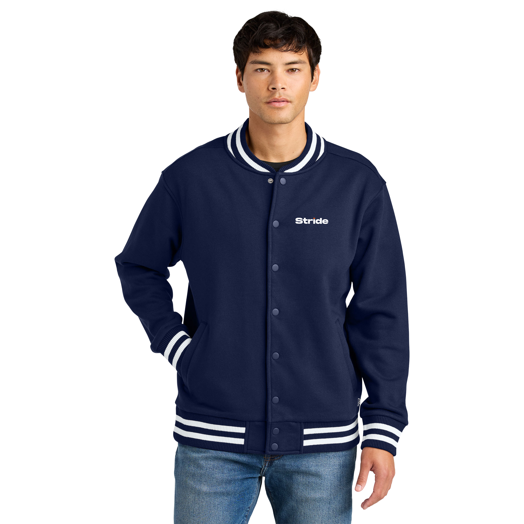 STRIDE EMBROIDERED NEW ERA VARSITY HEAVYWEIGHT FLEECE JACKET