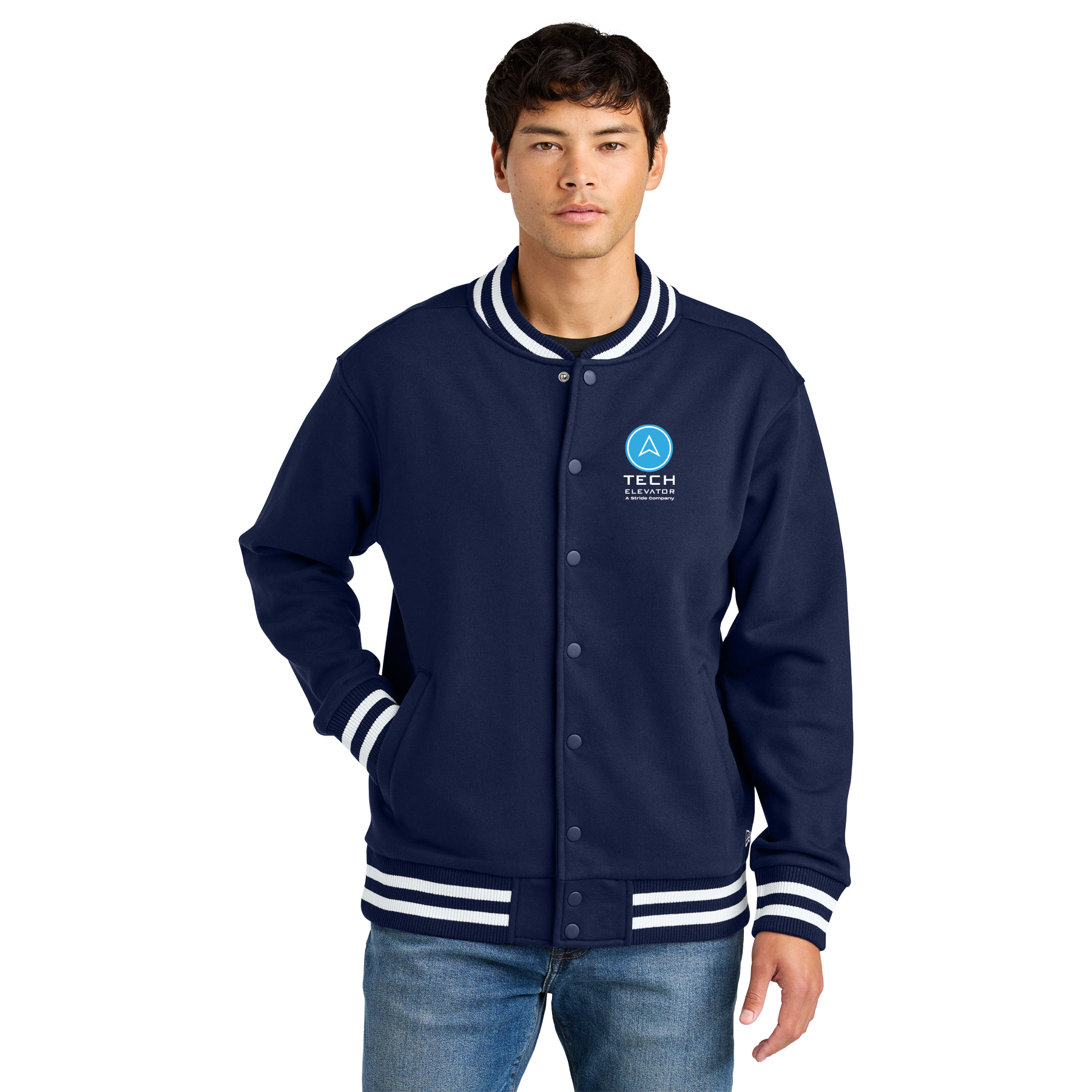 TECH ELEVATOR LOGO NEW ERA VARSITY HEAVYWEIGHT FLEECE JACKET