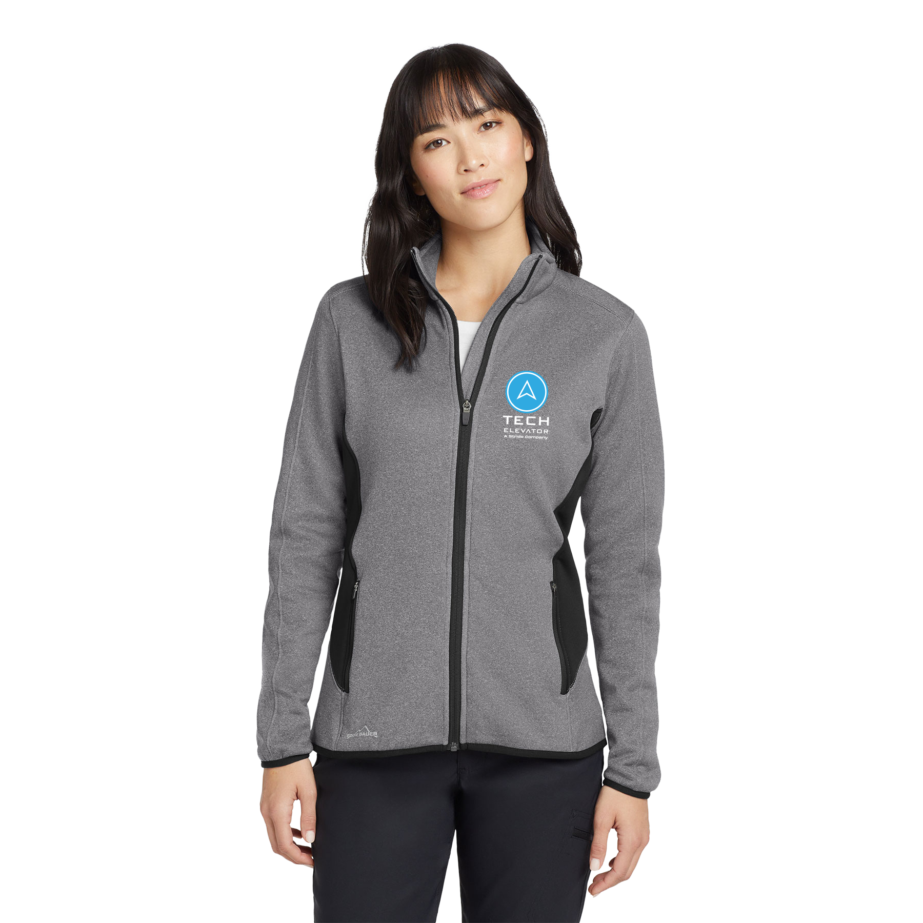 TECH ELEVATOR LOGO EDDIE BAUER WOMEN'S FULL-ZIP HEATHER STRETCH FLEECE JACKET