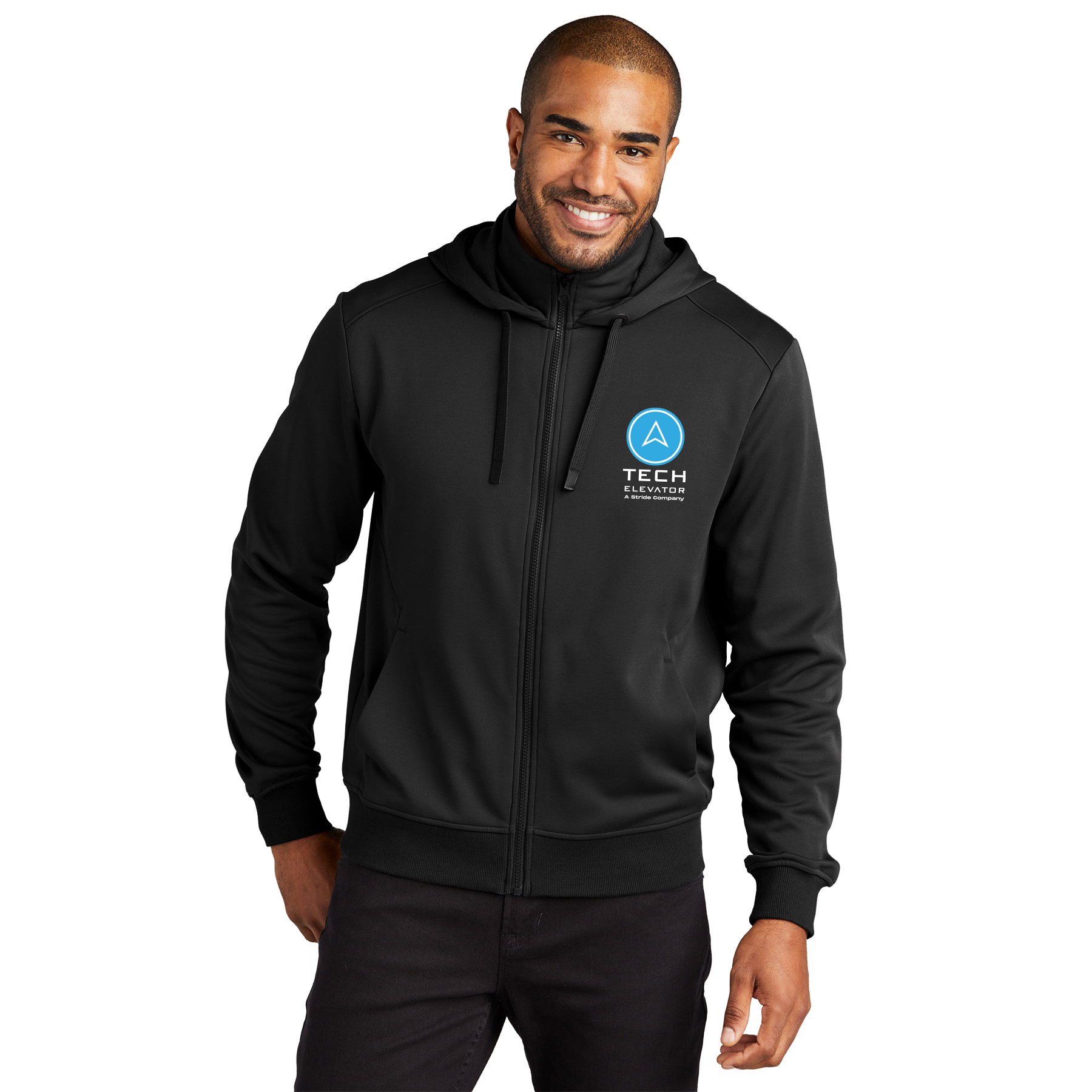 TECH ELEVATOR LOGO SMOOTH FLEECE HOODED JACKET