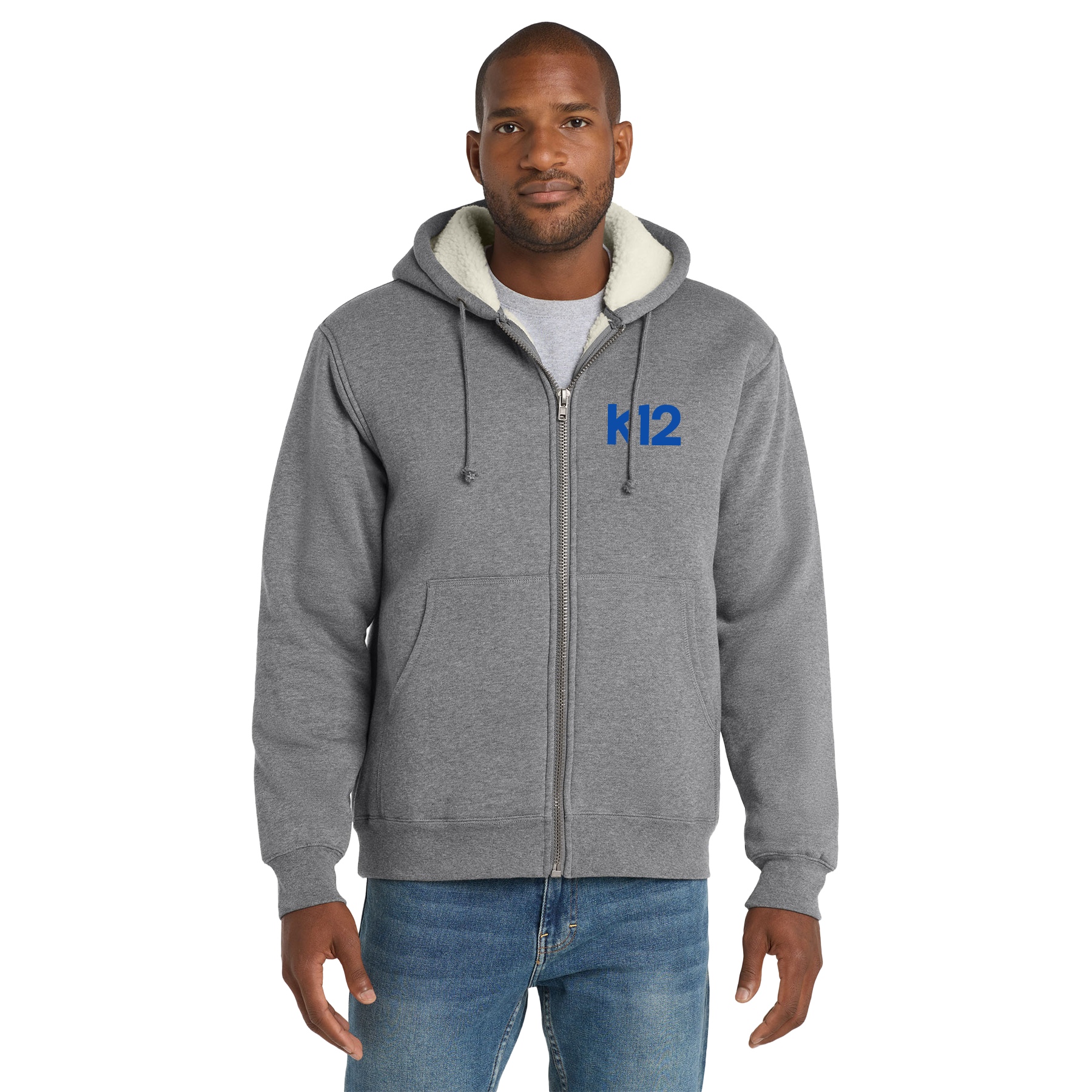 K12 LOGO HEAVYWEIGHT SHERPA-LINED HOODED FLEECE JACKET