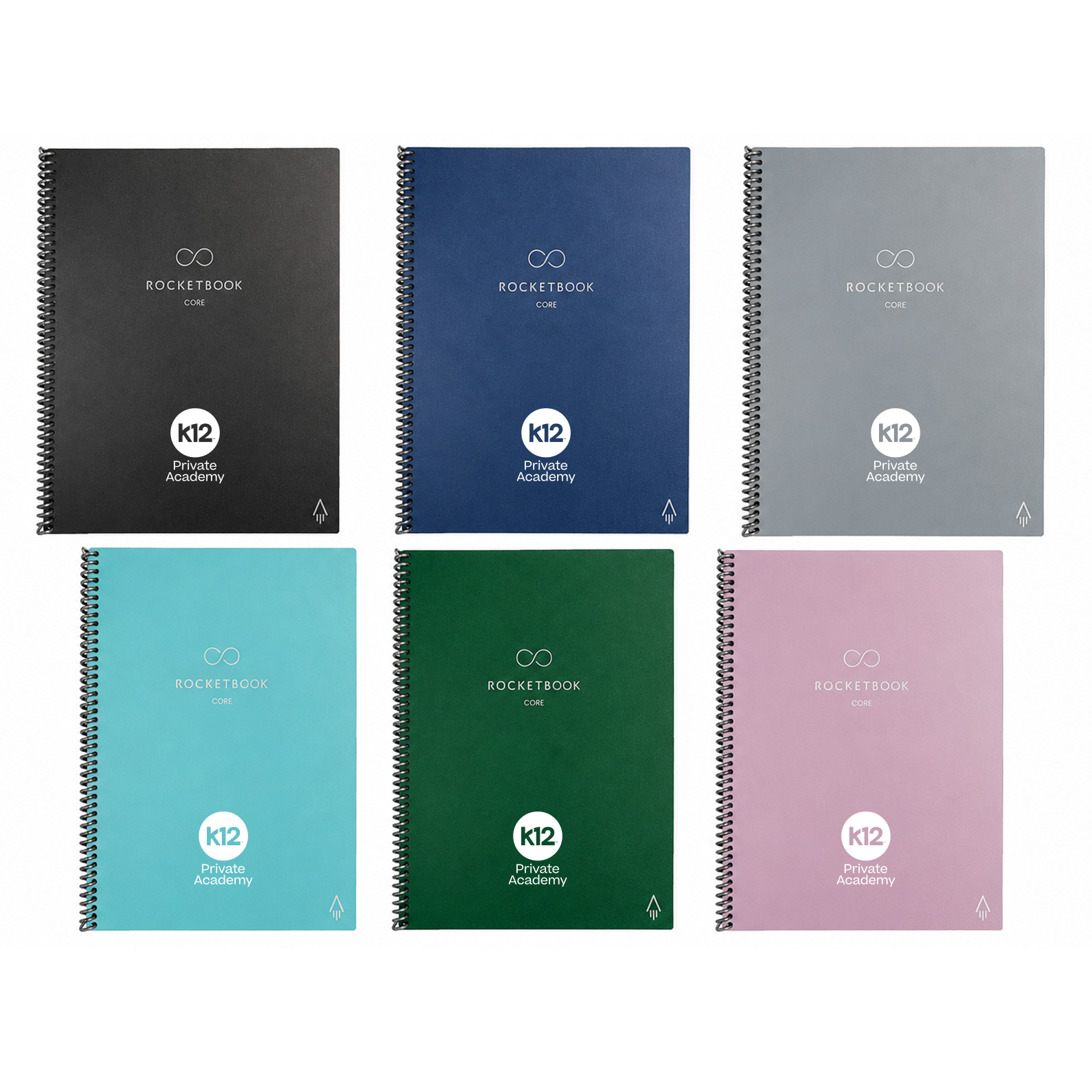K12 Private Academy Rocketbook Core Reusable Smart Notebook, Lined Pages For School, Work and Creative Projects, Letter Size 8.5x11