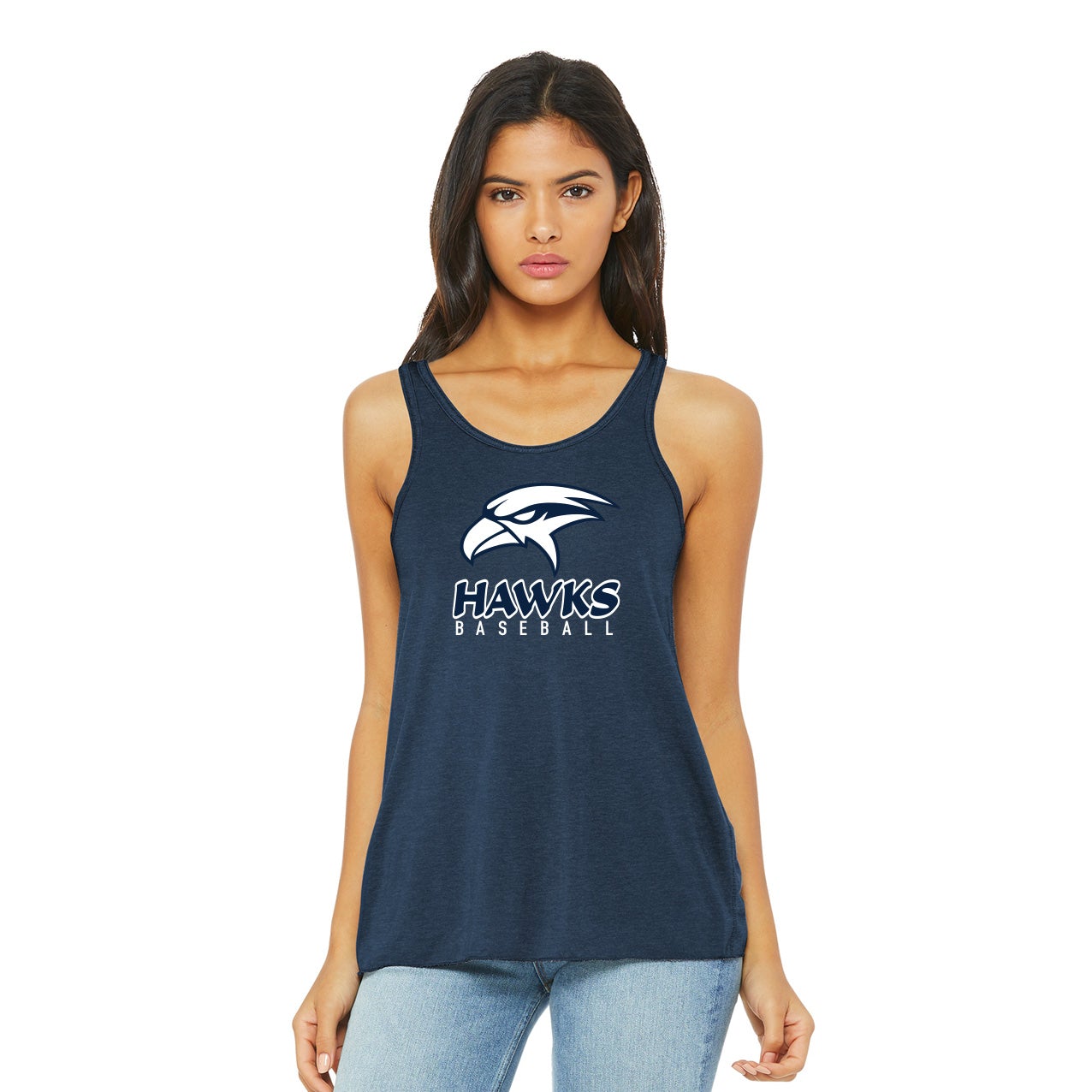 Hawks Baseball Bella+Canvas Women's Flowy Racerback Tank