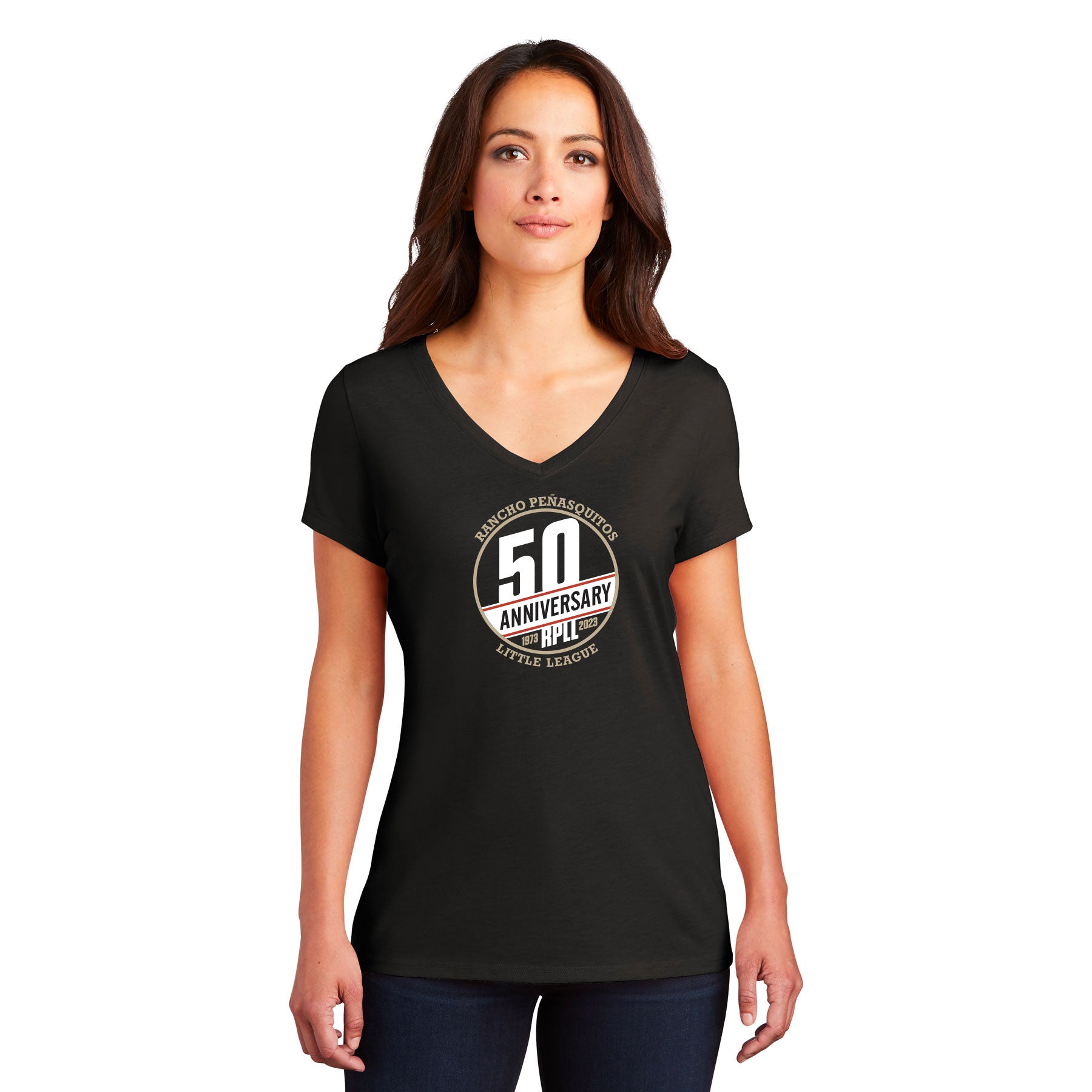 50 STAMP WOMEN'S V-NECK TEE