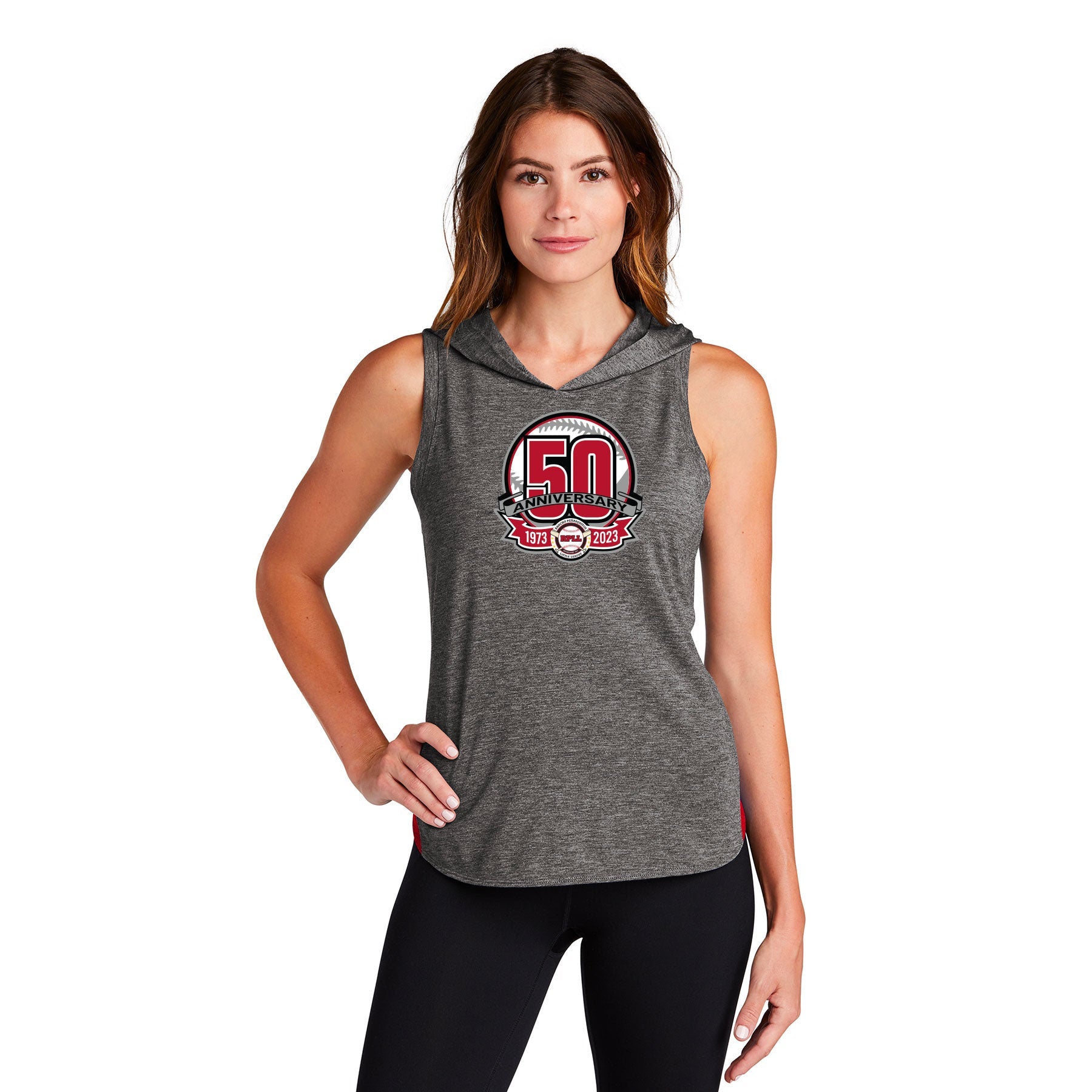 50 PATCH WOMEN'S TRI-BLEND WICKING DRAFT HOODIE TANK