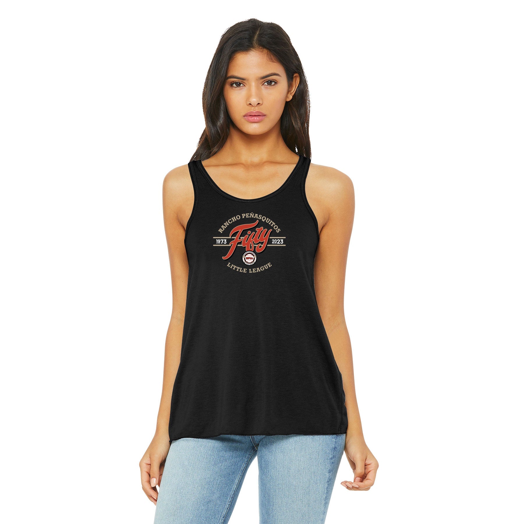 FIFTY SCRIPT WOMEN'S BELLA+CANVAS FLOWY RACERBACK TANK