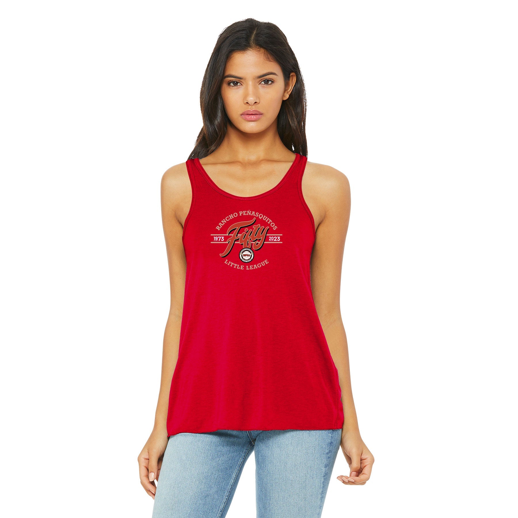 FIFTY SCRIPT WOMEN'S BELLA+CANVAS FLOWY RACERBACK TANK