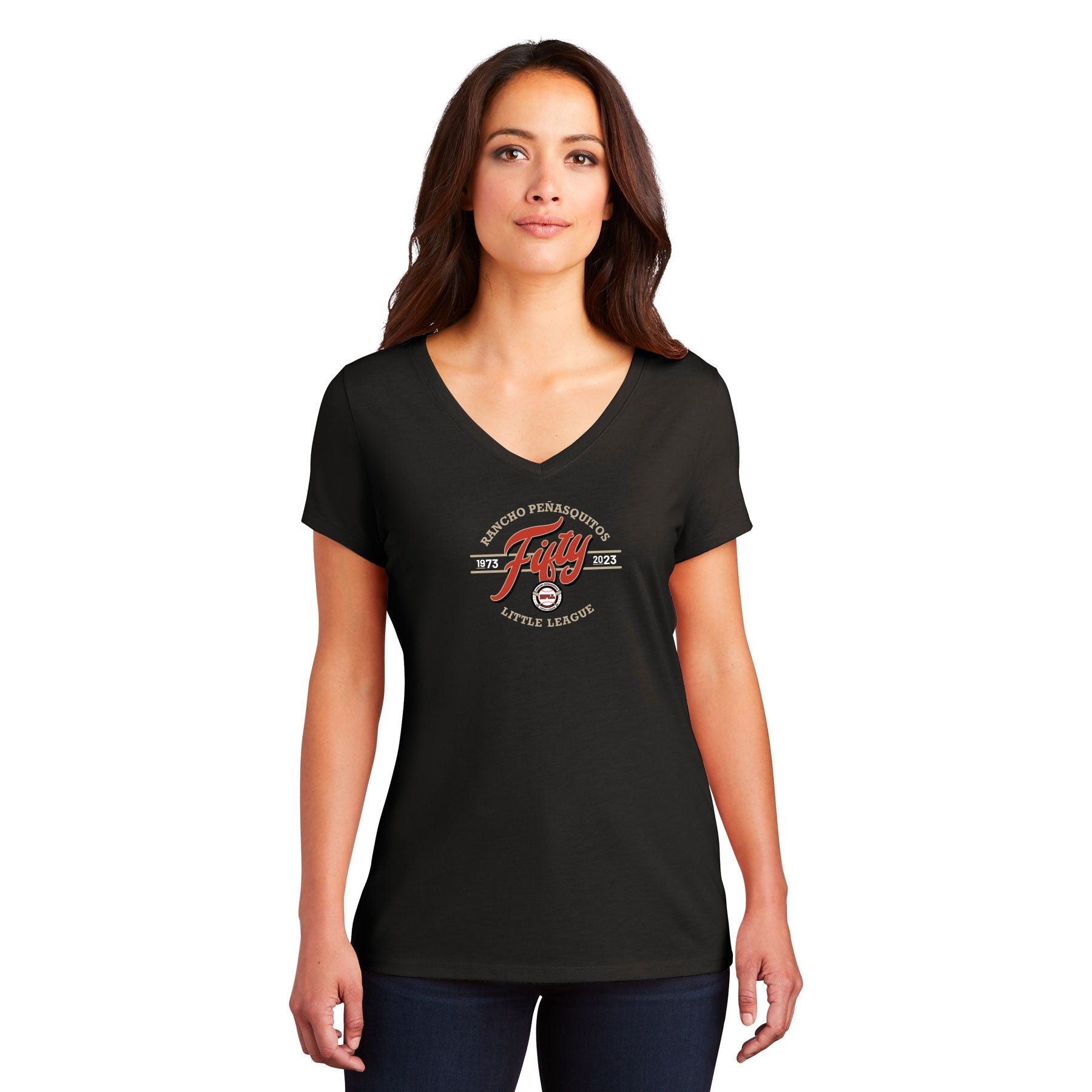 FIFTY SCRIPT WOMEN'S V-NECK TEE